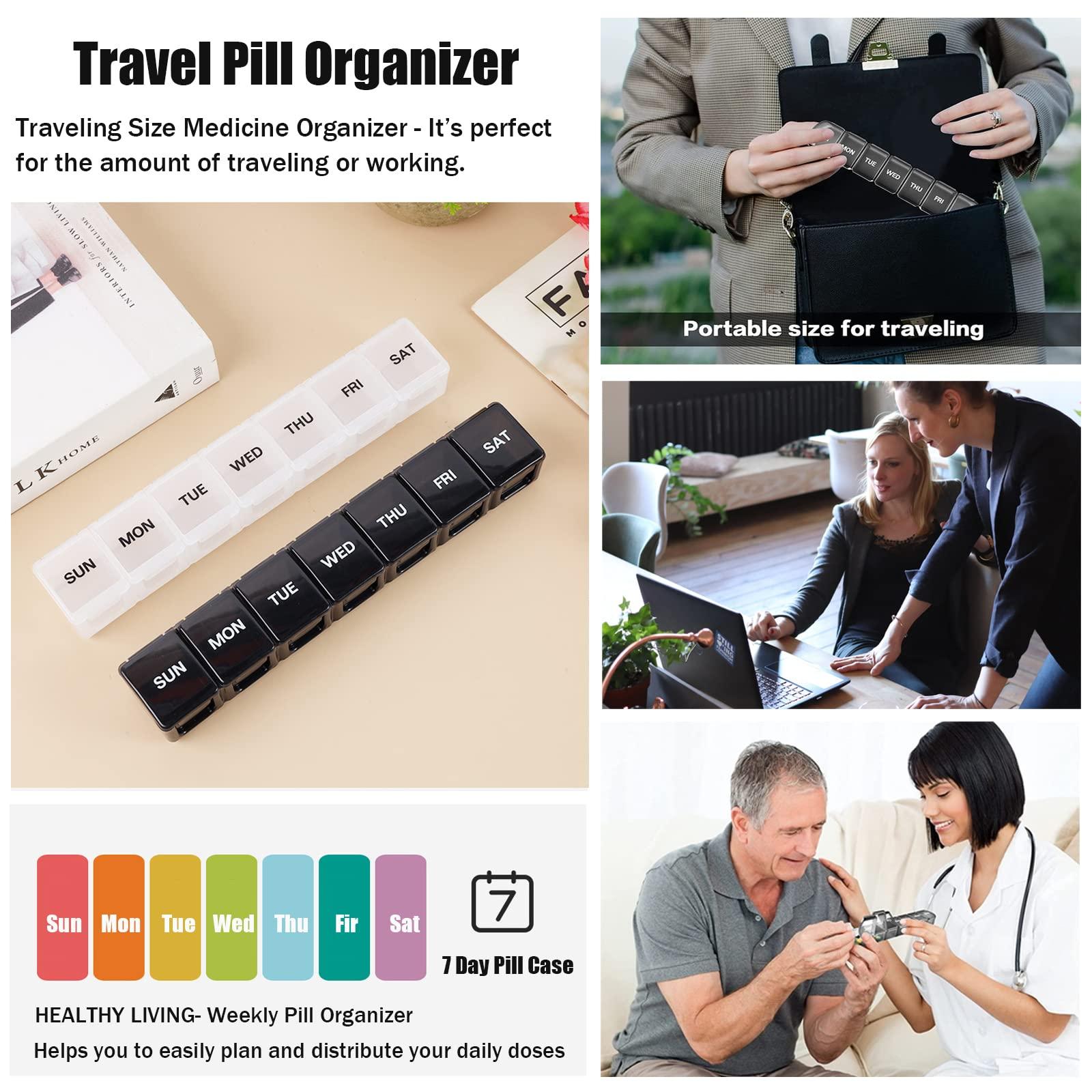 2 Pack Weekly Pill Organizer, Large 7 Day Pill Case, Daily Vitamin Case Medicine Box, AM/PM Pill Containers for Medicine Supplements Fish Oil（White & Black） - Image 7