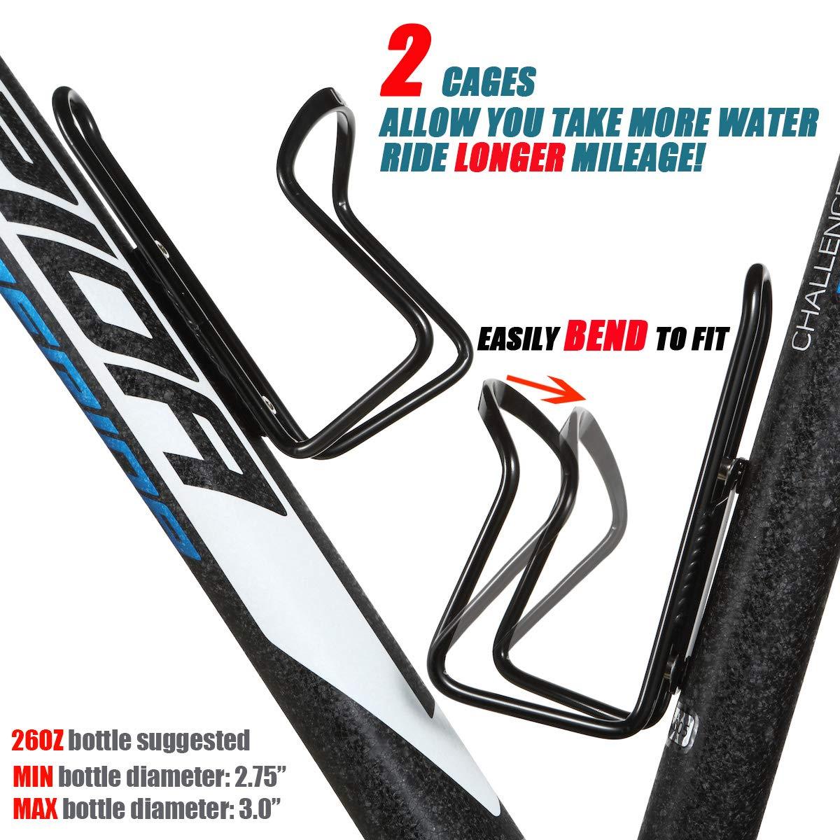 USHAKE Water Bottle Cages, Basic MTB Bike Bicycle Alloy Aluminum Lightweight Water Bottle Holder Cages Brackets(2 Pack- Drilled Holes Required) - Image 6