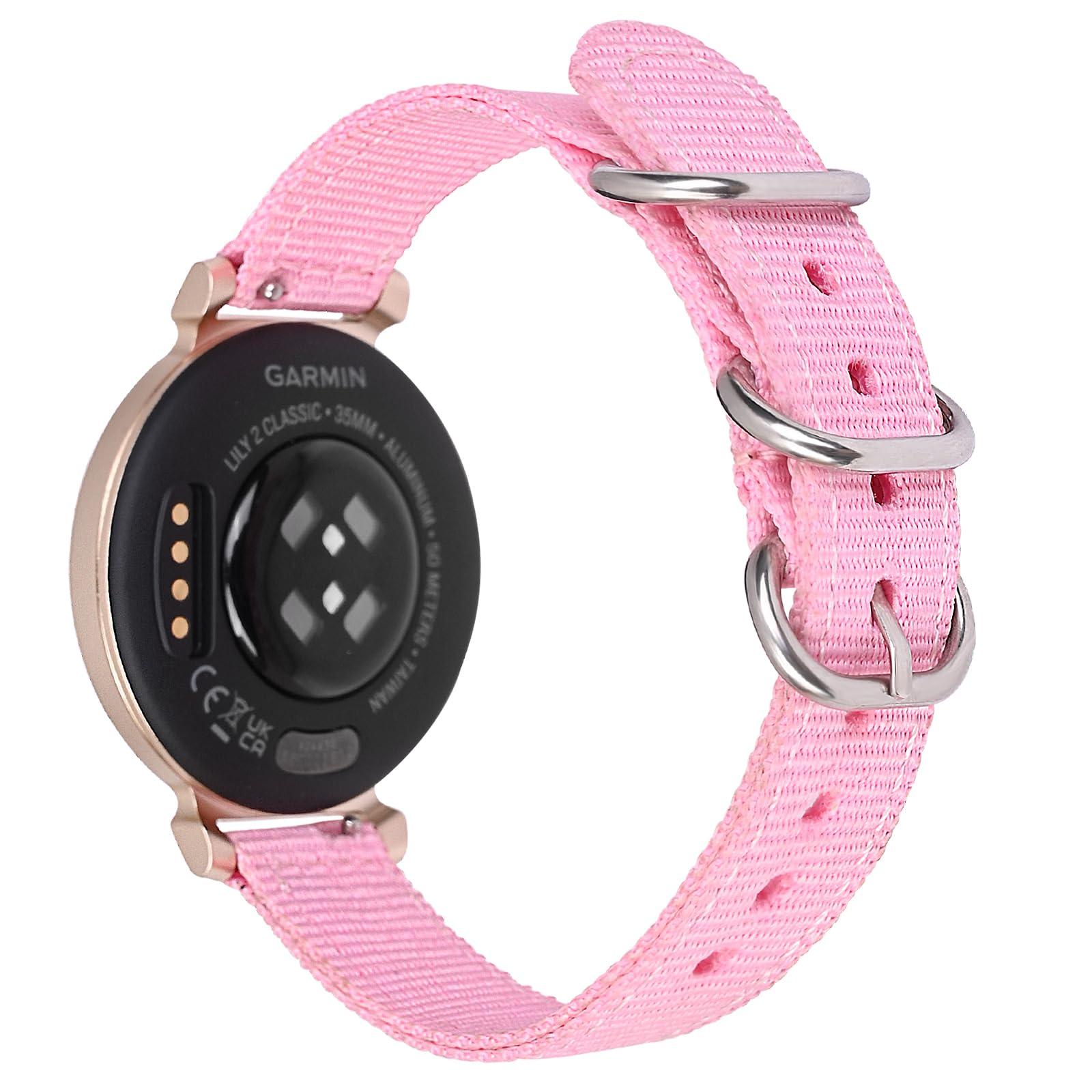 C2D JOY Canvas Nylon Band Compatible with Garmin Lily 2/Lily 2 Active Replacement Band Smart Watch band for Women-Silver Black - Image 5