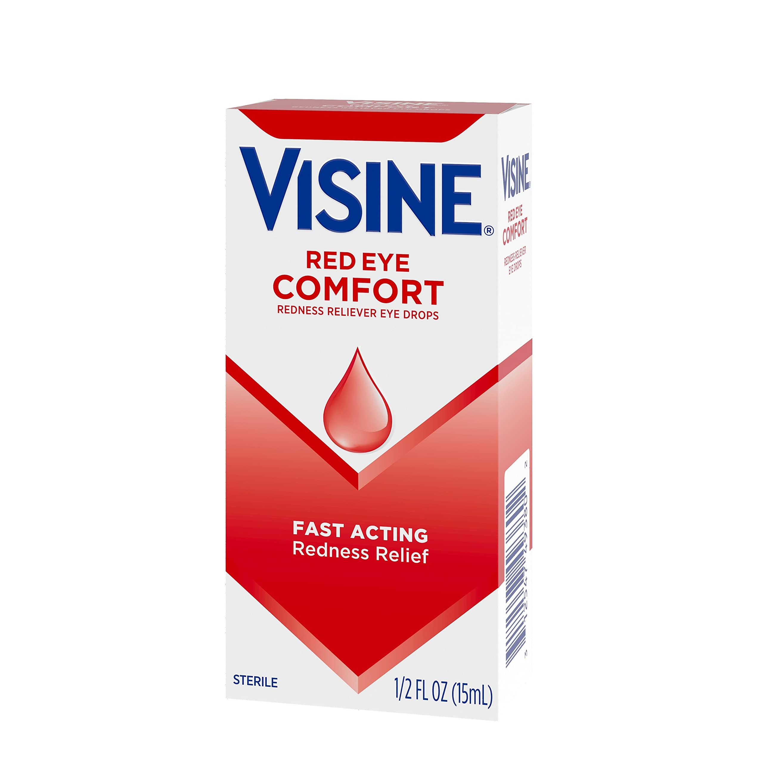 Visine Red Eye Comfort Redness Relief Eye Drops to Help Relieve Red Eyes Due to Minor Eye Irritations Fast, Tetrahydrozoline HCl, 0.5 fl. oz - Image 13