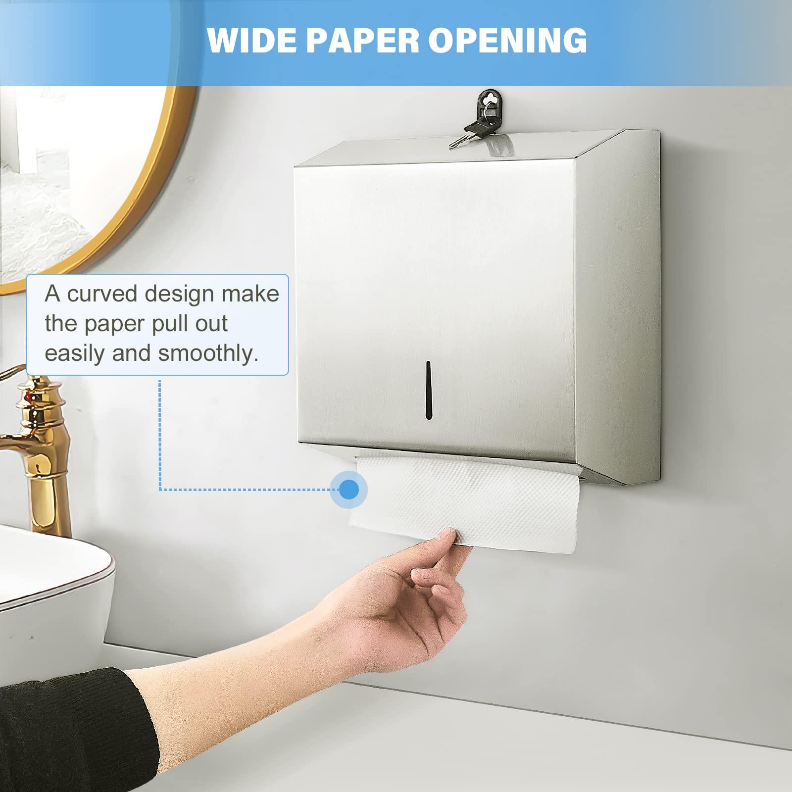 Paper Towel Dispenser Wall Mount Commercial, C Fold Multifold Hand Paper Towel Dispenser, Stainless Steel Tissue Holder - Image 4