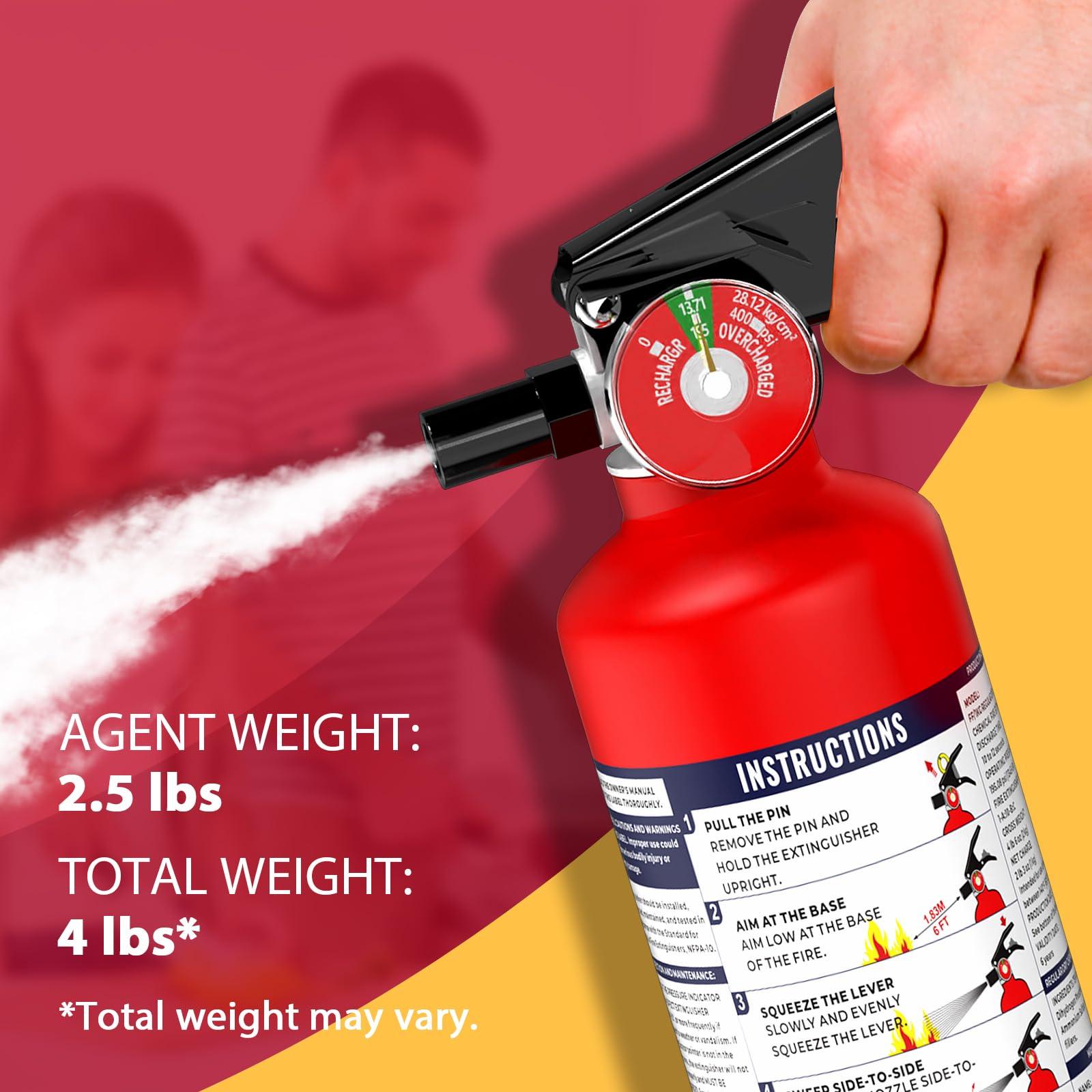 Ougist ABC Fire Extinguisher for Home & Vehicle - 2.5 lb 1-A:10-B:C Rated, Dry Chemical Fire Safety with Quick-Release Handle, Certified for Kitchen/Car/Boat Use (Model FF1KG) - Image 3