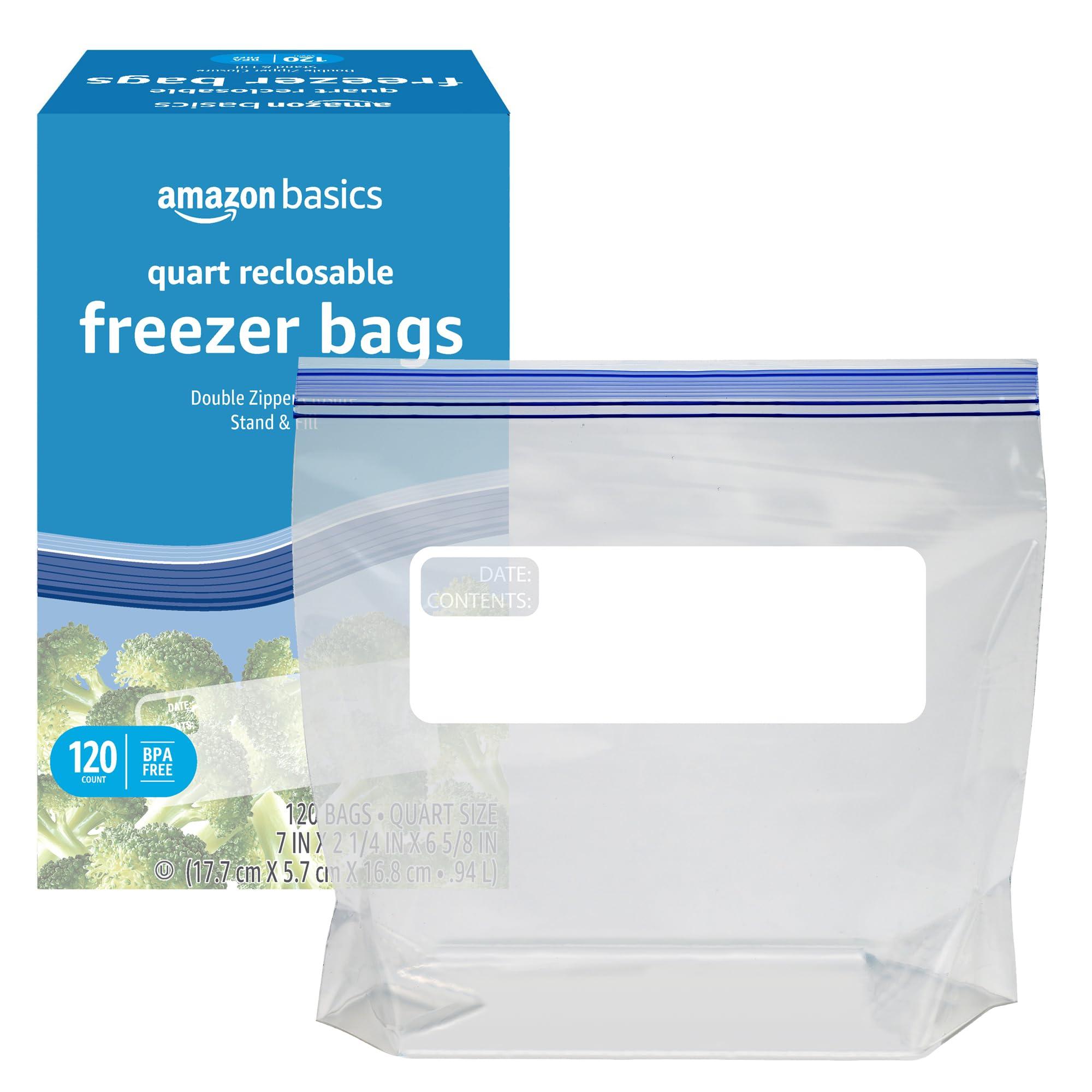 Amazon Basics Reclosable Freezer Quart Bags, BPA Free, 120 Count (Previously Solimo) - Image 3