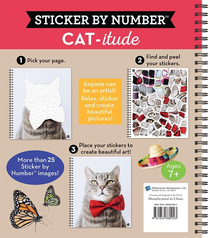 Brain Games - Sticker by Number: Cat-itude (25 Images to Sticker) - Image 2