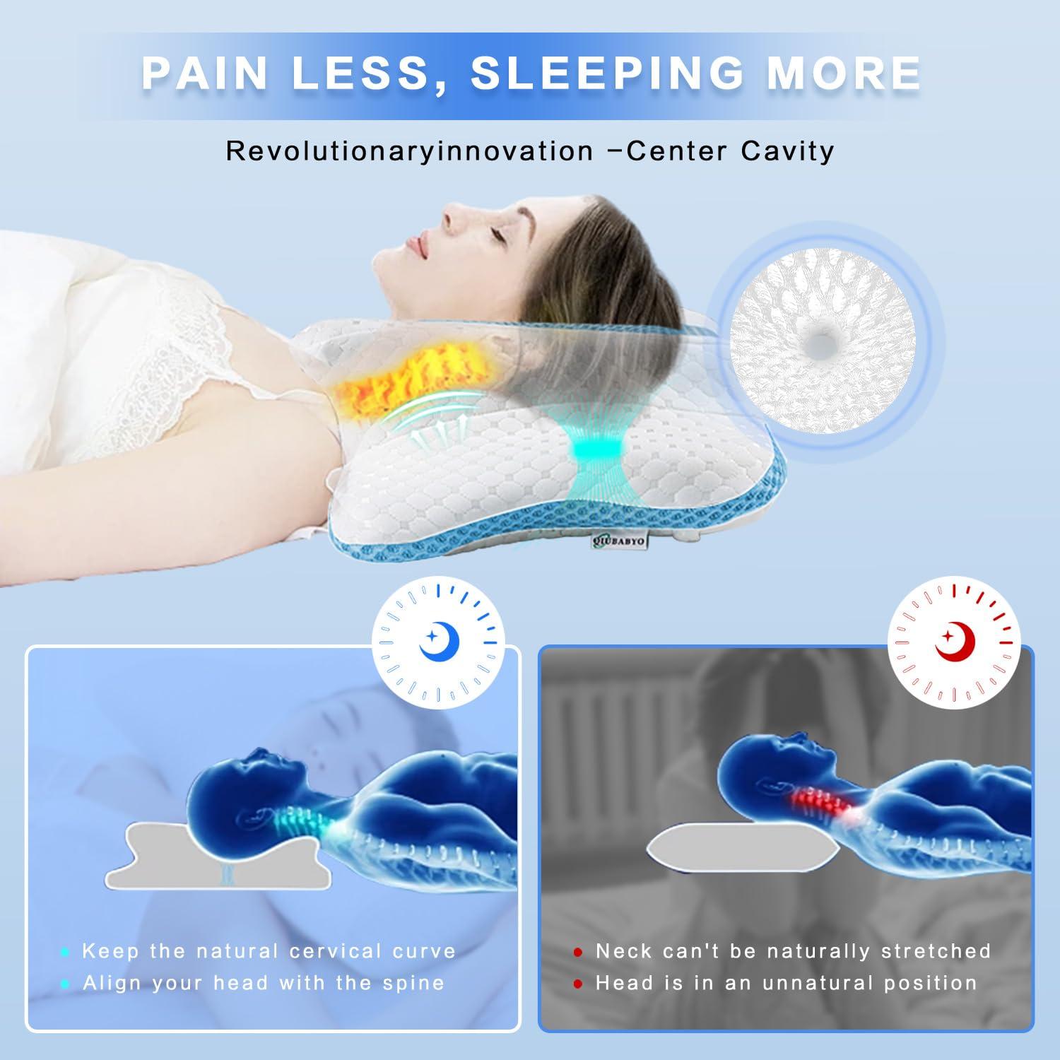 Pain Relief Cervical Pillow for Neck Support,Adjustable Ergonomic Pillow Cozy Sleeping,Odorless Orthopedic Memory Foam Pillows,Contour Bed Pillow for Side Back Stomach Sleeper - Image 4