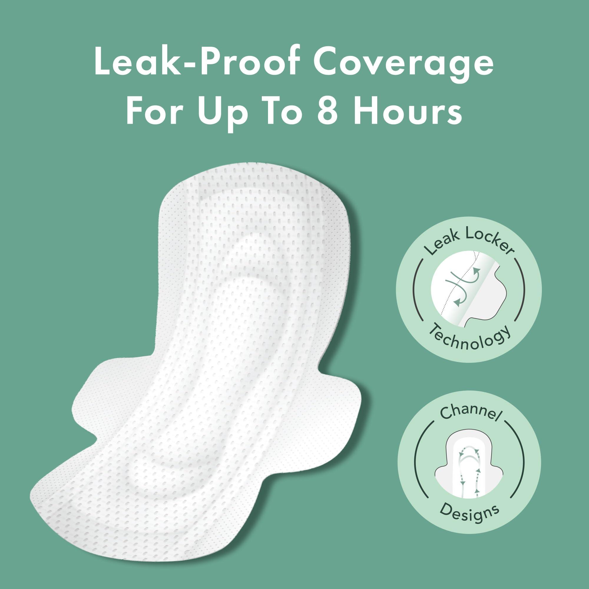 Rael Organic Cotton Cover Pads - Regular Absorbency, Unscented, Ultra Thin Pads with Wings for Women (56 Total) - Image 2