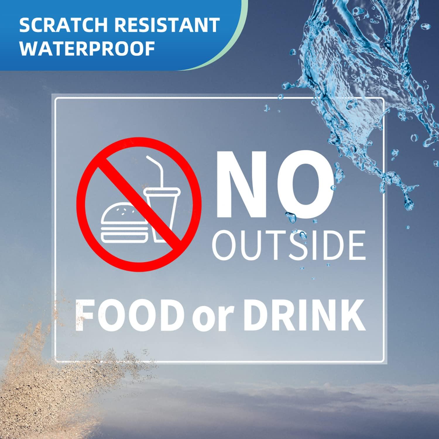 No Outside Food or Drink Sign Sticker 10x8 Inch Vinyl Window Door Signs Business Removable Waterproof Decal 2 Pack - Image 4