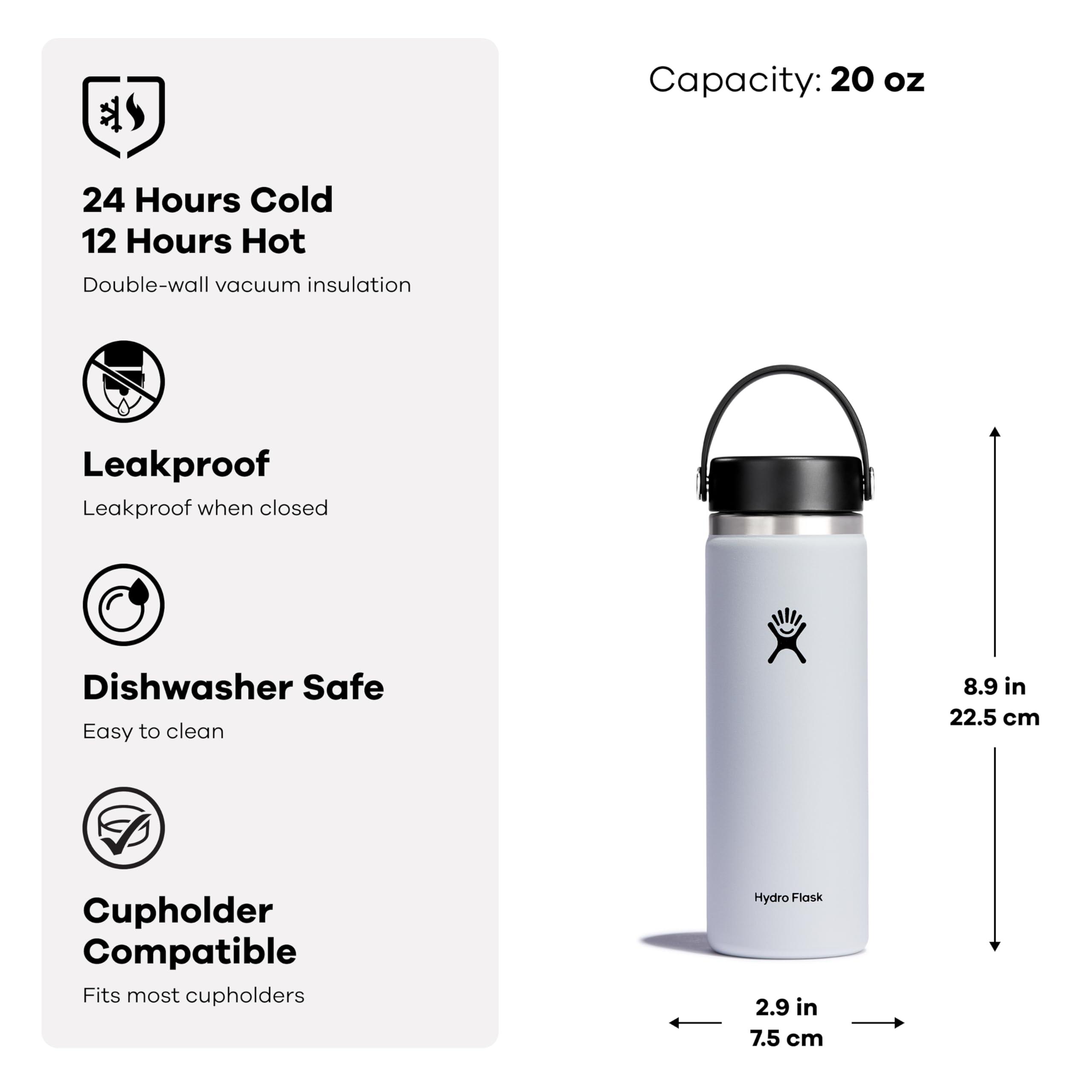 Hydro Flask 20 Oz Wide Mouth Flex Bottle, Trillium, Stainless Steel, Double Wall, Leakproof, Cupholder-friendly, Sport, 20 Fluid Ounces - Image 3