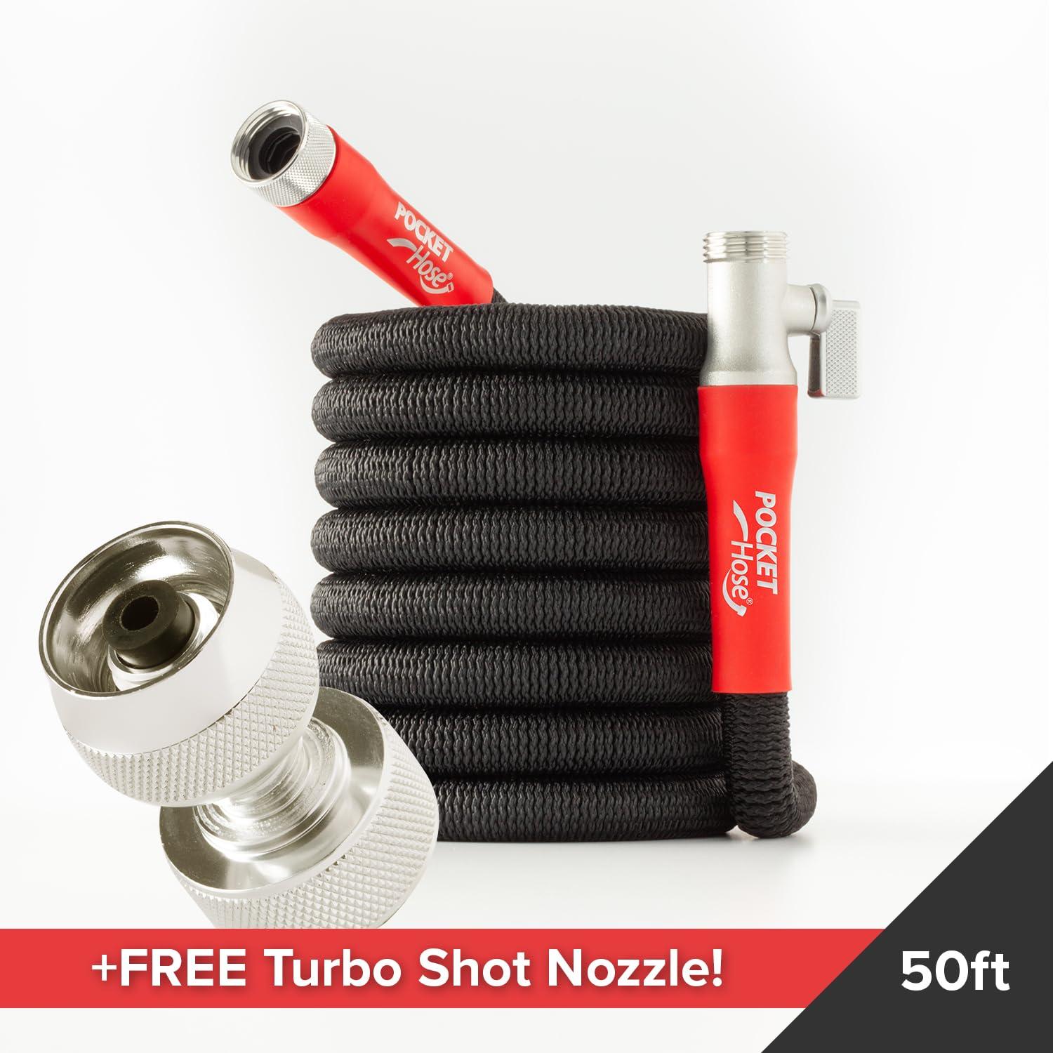 Pocket Hose Silver Bullet 2.0 Expandable Garden Hose 50-FT with Turbo Shot Nozzle, AS-SEEN-ON-TV, Lead-Free, Solid Aluminum Connectors, Easy On/Off Valve, Kink-Free, Leak-Proof - Image 3