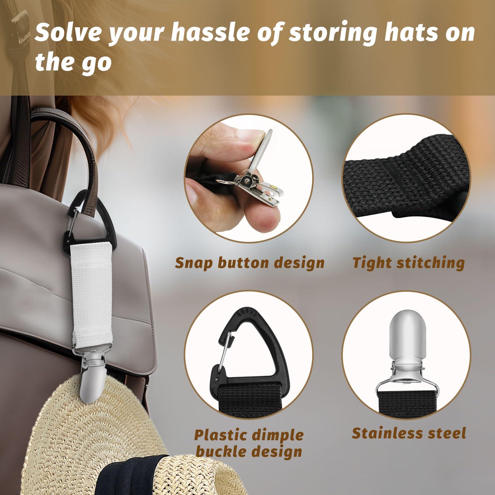 Rimoev 4Pcs Travel Hat Clip, Elastic Hat Clip for Travel, Hat Holder for Bags Luggage Backpack for Travel Handbag, Totes, Backpacks, Luggage Hat Companion Outdoor Travel Accessory - Image 3