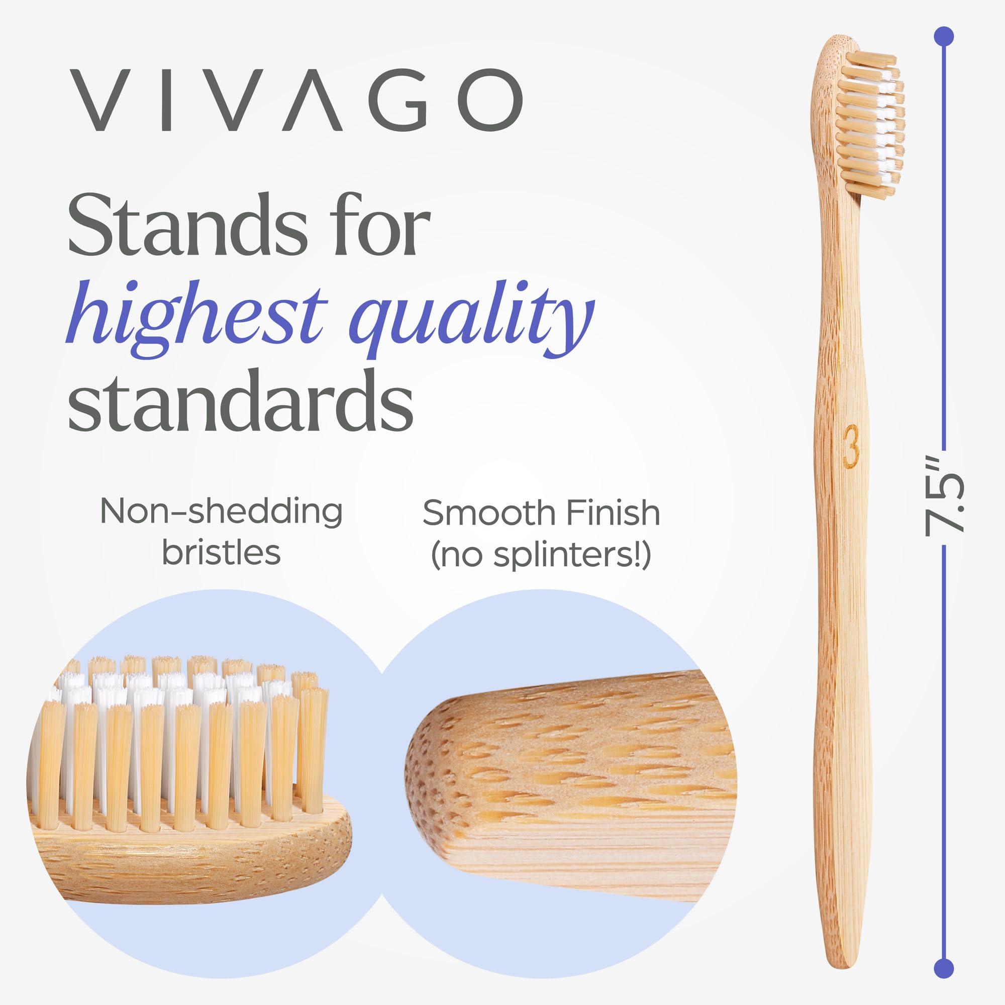 VIVAGO Bamboo Toothbrushes Medium Bristles 10 Pack - BPA Free Medium Bristles Toothbrushes for Adults - Eco-Friendly, Natural Wooden Toothbrush - Image 5
