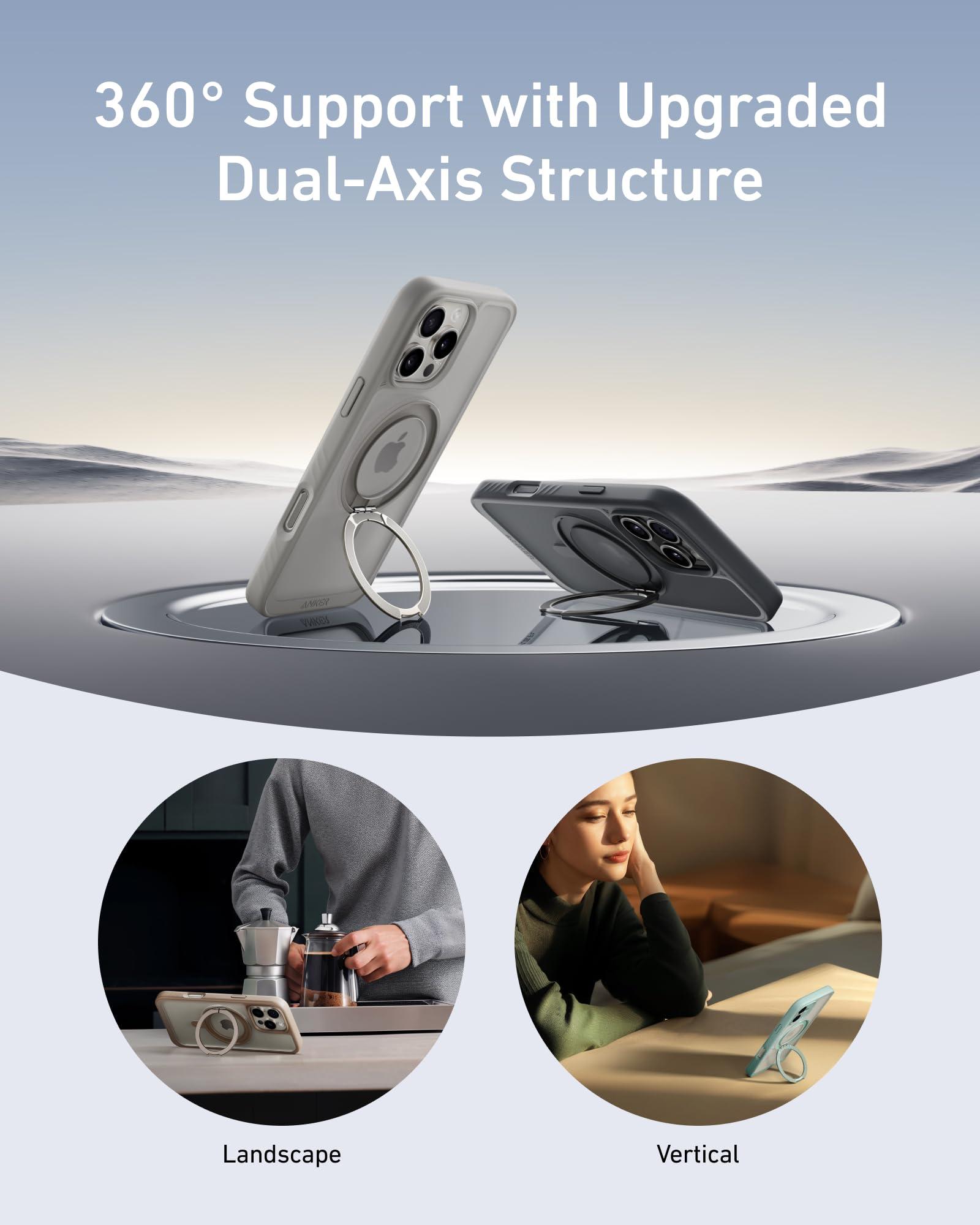 Anker Ultra Magnetic for iPhone 16 Pro Max Case with Sturdy 360° Ring Stand, Military-Grade Shockproof iPhone 16 Pro Max Kickstand Compatible with MagSafe(Black) - Image 3