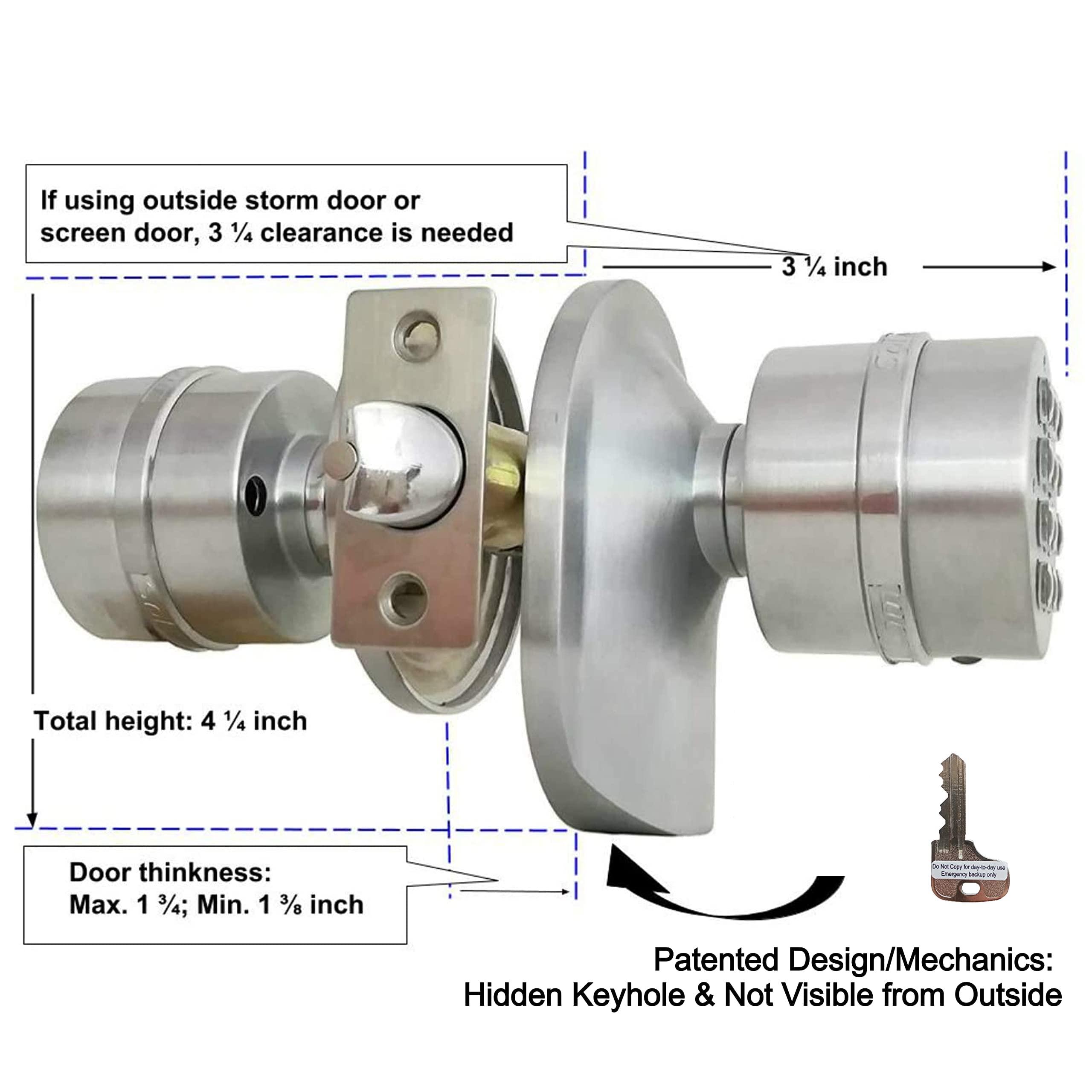 SoHoMiLL® Electronic Keypad Door Knob SoHo Mill® and Lock Set with Backup Mechanical Key (Spring Latch Lock; Not Deadbolt; Not Phone Connected), Single Front keypad YL 99 Upgraded Model-B - Image 4
