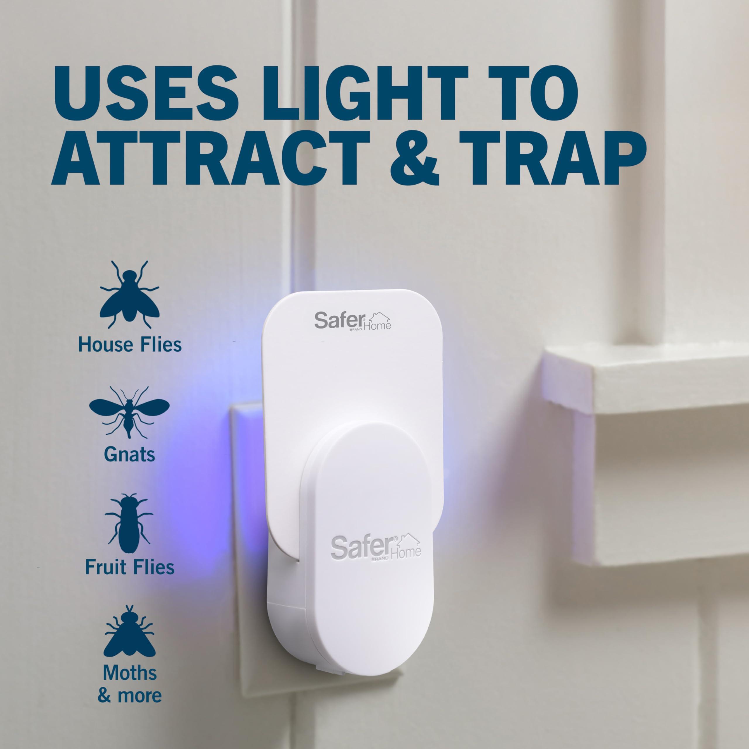 Safer Home Indoor Plug-In Fly Trap - SH502 - Effective Fruit Fly Traps for Indoors, Gnat Traps for House Indoor, 400 Sq Ft Protection - Style: 1 Device + 2 Glue Cards - Image 4