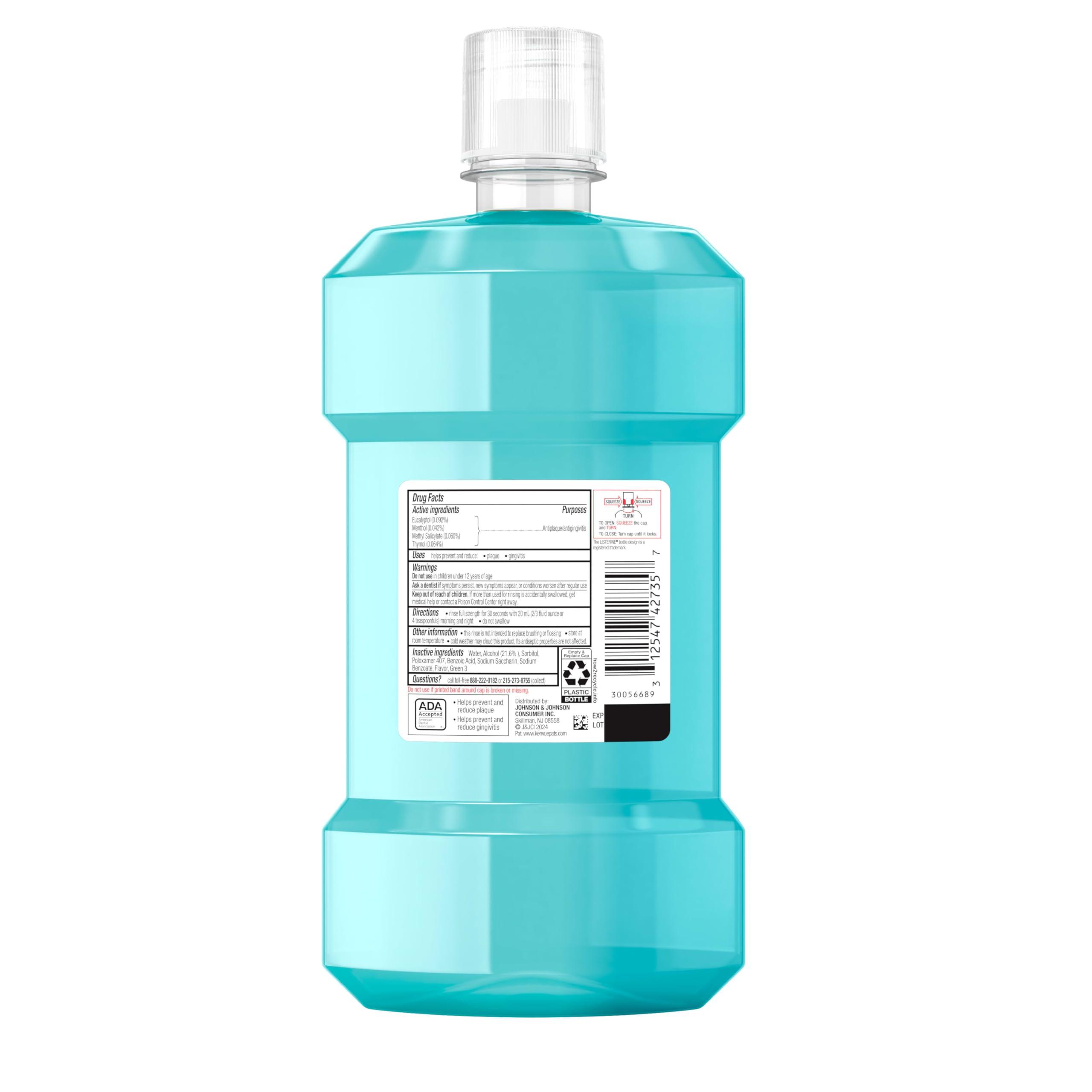 Listerine Cool Mint Antiseptic Mouthwash, Daily Oral Rinse Kills 99% of Germs That Cause Bad Breath, Plaque and Gingivitis for a Fresher, Cleaner Mouth, Cool Mint Flavor, 1.0 L - Image 8