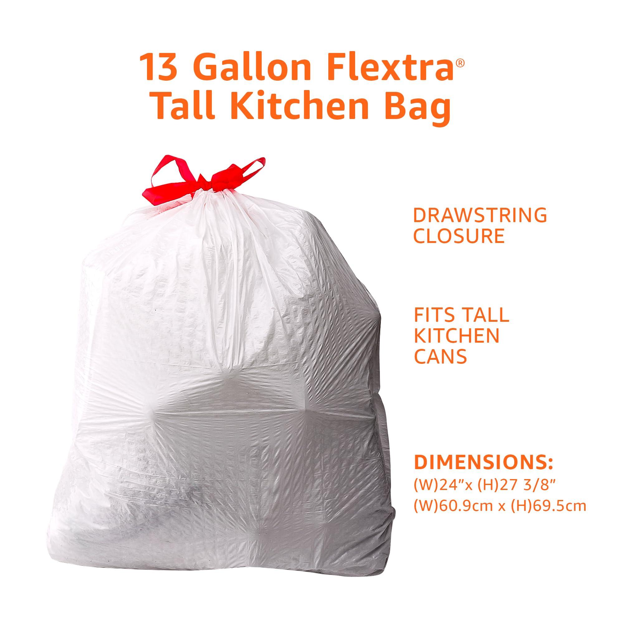 Amazon Basics Flextra Tall Kitchen Drawstring Trash Bags, 13 Gallon, Unscented, 50 Count - Image 3