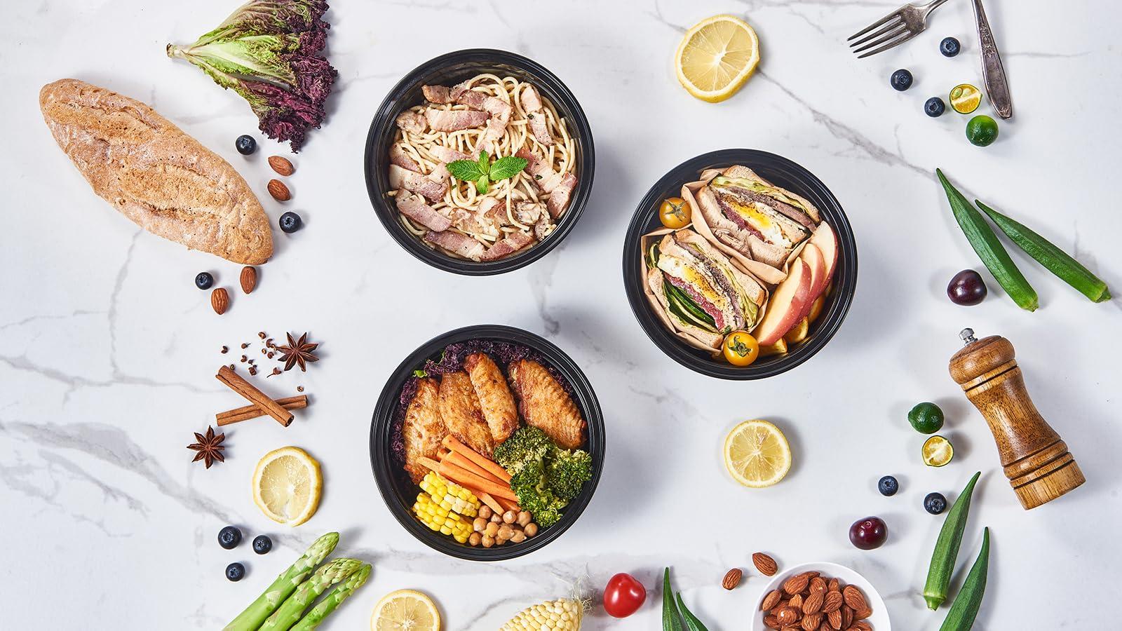 Jaluxing 32 oz 50 ct Round Meal Prep Containers with Lids Plastic Food Storage Lunch Plan To Go Box Disposable Take Out Bowls BPA Free Durable Stackable Microwave Freezer Safe (Formerly FULING) - Image 6