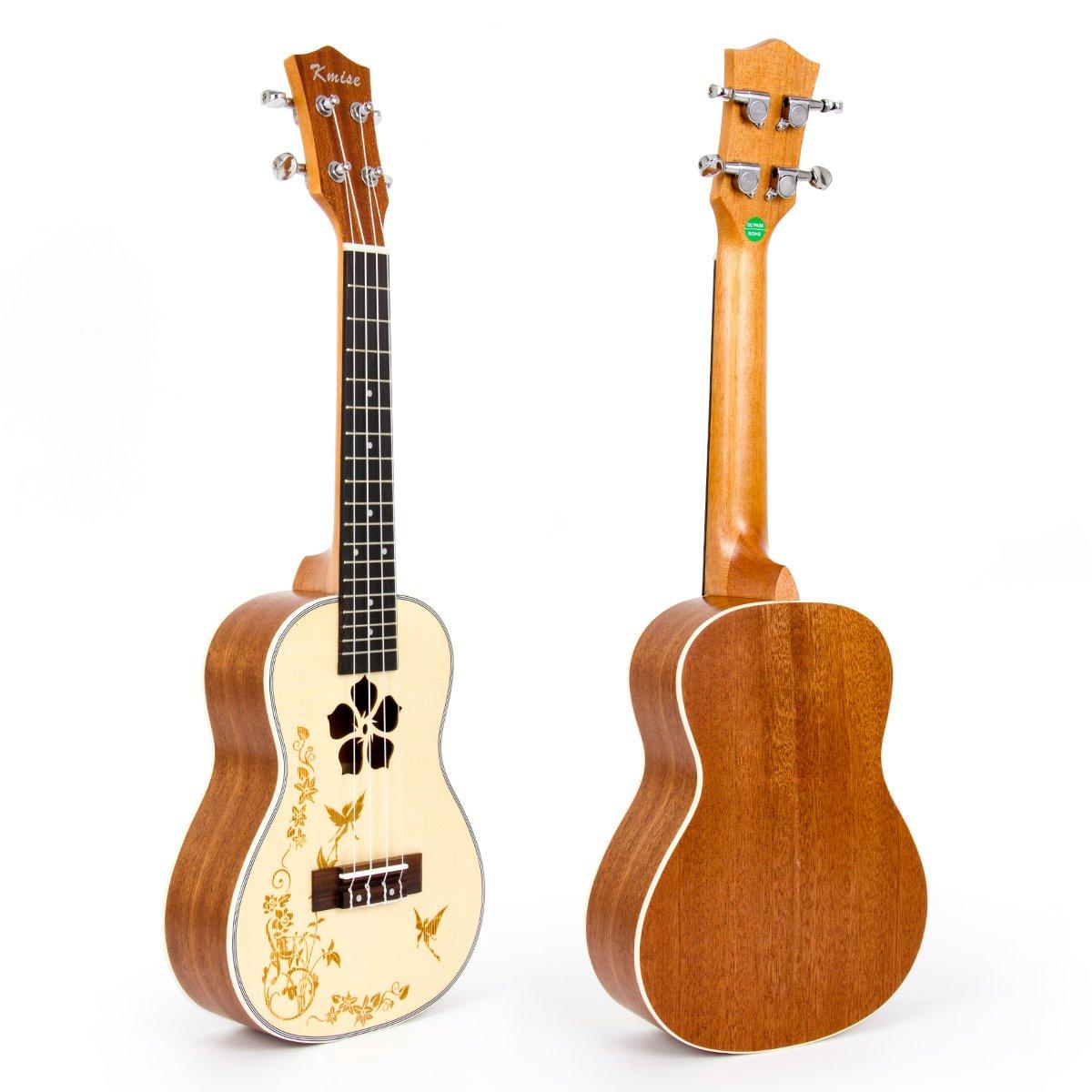Concert Ukulele,Kmise Ukelele 23 Inch Solid Spruce Ukalalee with Bag and Digital Tuner for Beginners Adults - Image 2
