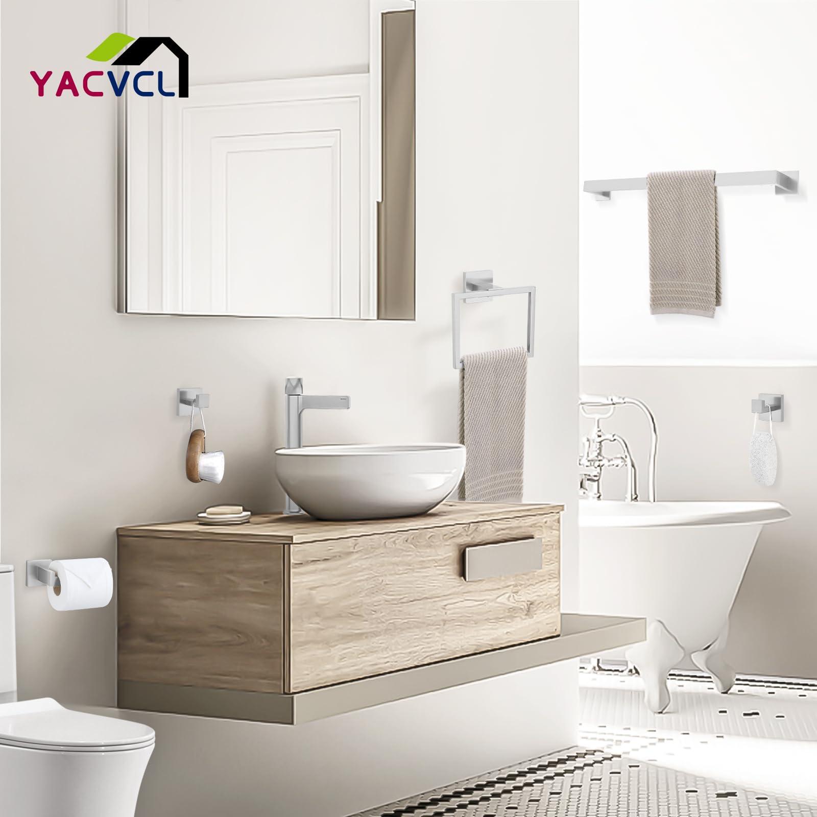 YACVCL 5 Pieces Bathroom Hardware Set, Brushed Nickel Bathroom Accessories, Bathroom Towel Bar Set, 23.6 Inch Towel Bar for Bathroom, Stainless Steel Bathroom Holder Set, Wall Mounted - Image 7