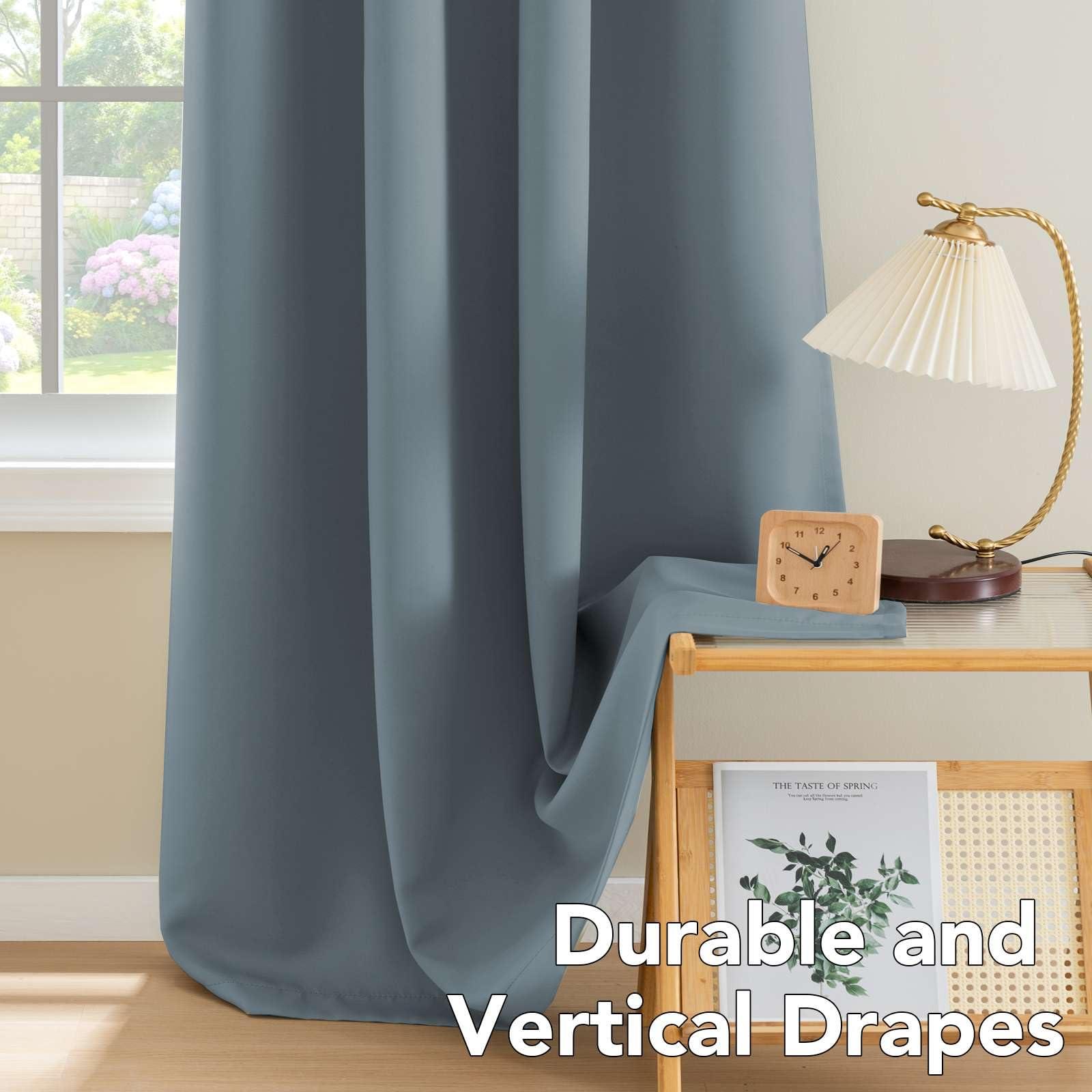 H.VERSAILTEX Stone Blue Blackout Curtains for Bedroom/Living Room 84 Inch Length 2 Panels Set - Thermal Insulated Room Darkening Grommet Top Blue Curtains(52 by 84 - Inch,Stone Blue) - Image 8