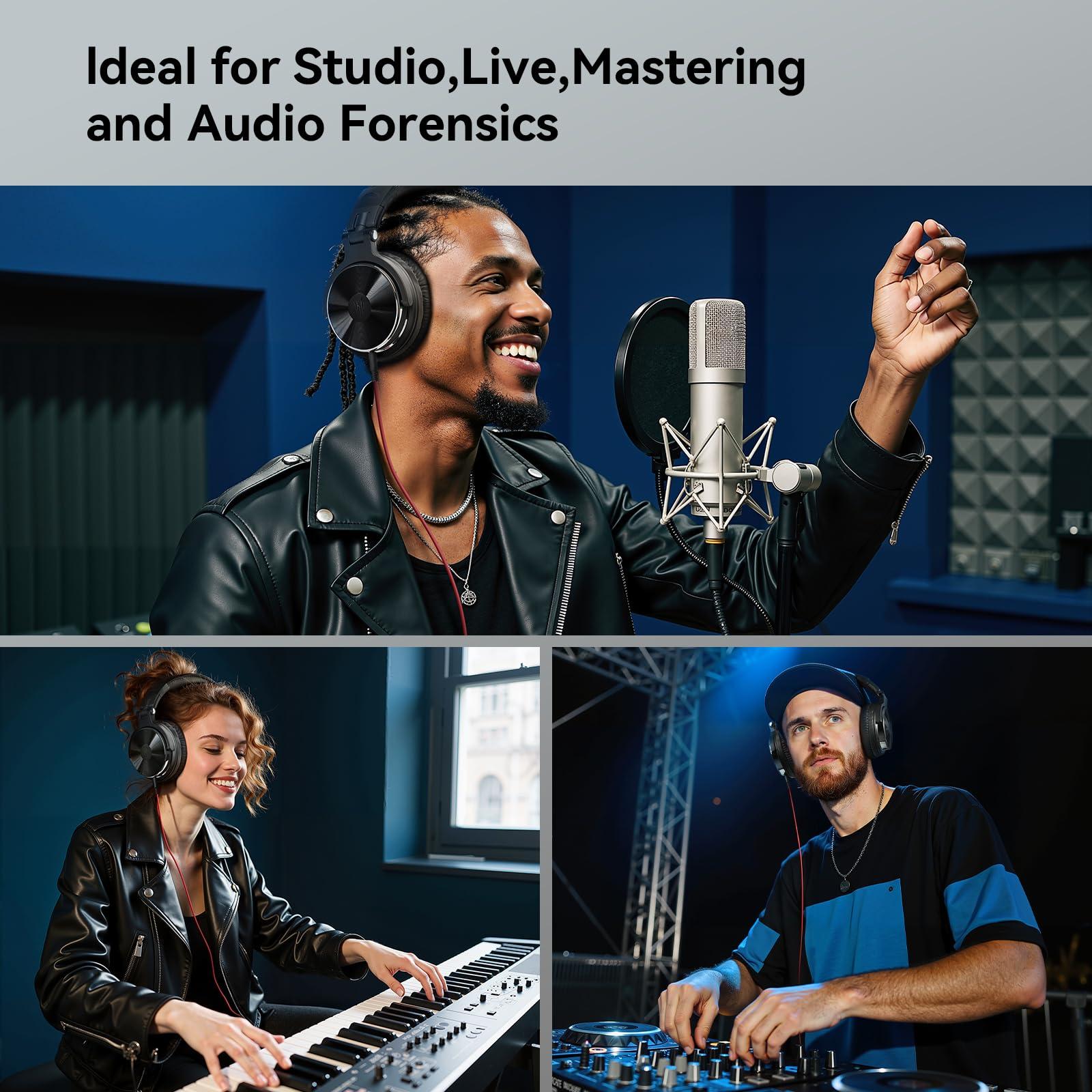 OneOdio Wired Over Ear Headphones Hi-Res Studio Monitor & Mixing DJ Stereo Headsets with 50mm Drivers and 1/4 to 3.5mm Jack for AMP Computer Recording Podcast Keyboard Guitar Laptop - Black - Image 7