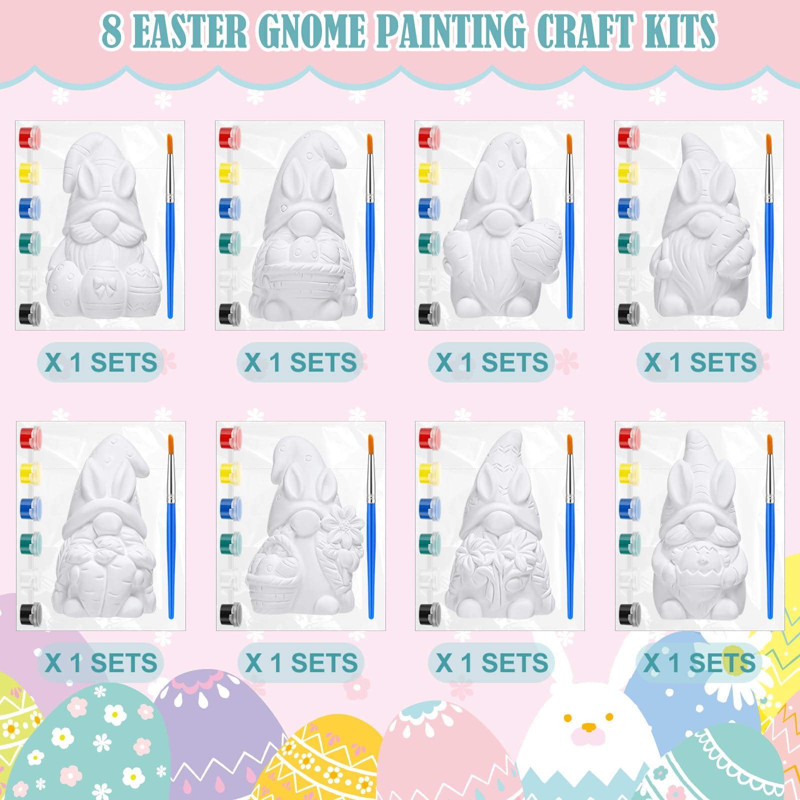 Foilswirl 8 Pcs Gnome Ceramics to Paint Ready to Paint Your Own Ceramic Gnome Statues DIY Unpainted Ceramics Paintable Figurines Kit Crafts with Brush Palette - Image 2