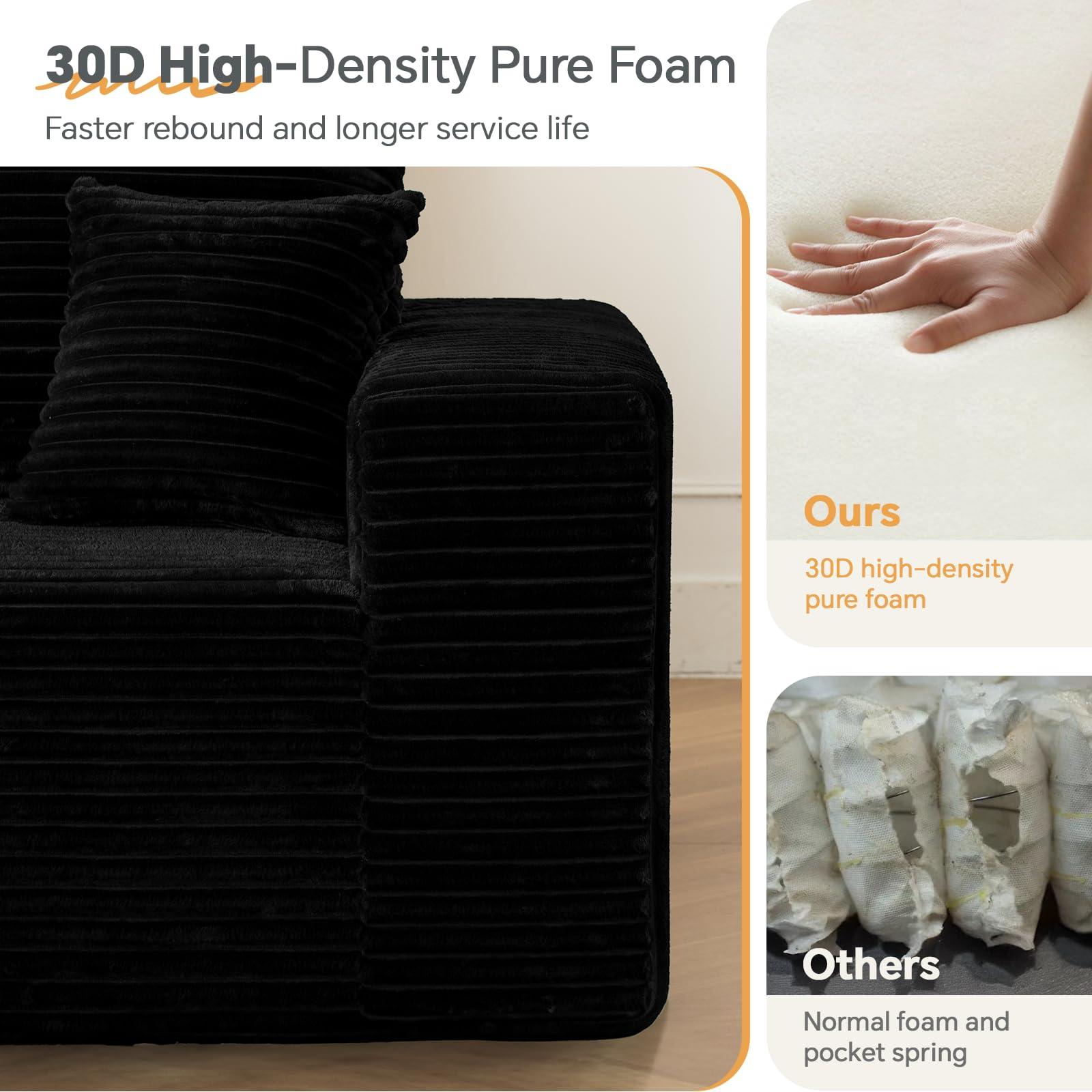 MODNEST 107" Modular Sectional Sofa Cloud Couch with Deep Seats, L Shape Memory Foam Couch with Chaise, Sectional Couches for Living Room, Oversized Comfy Boneless Sofa No Assembly, Black - Image 5