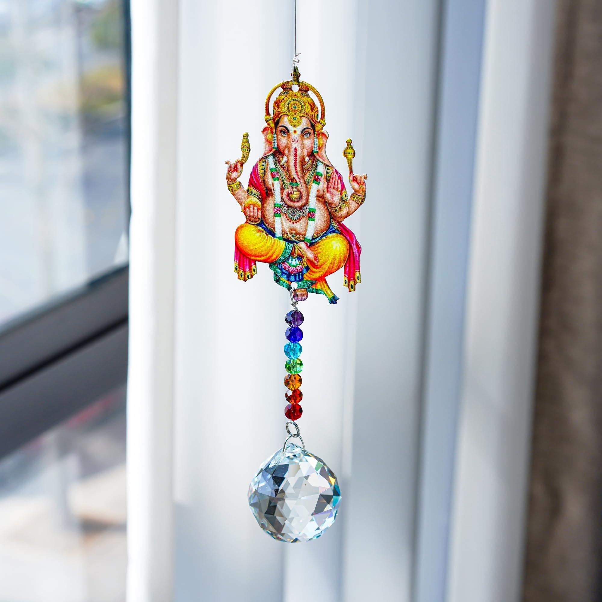 Elephant God Prism Suncatcher Hindu Ganesha Protection Charm Decor Window Garden Wall Hanging Crystal Pendant - Image 5