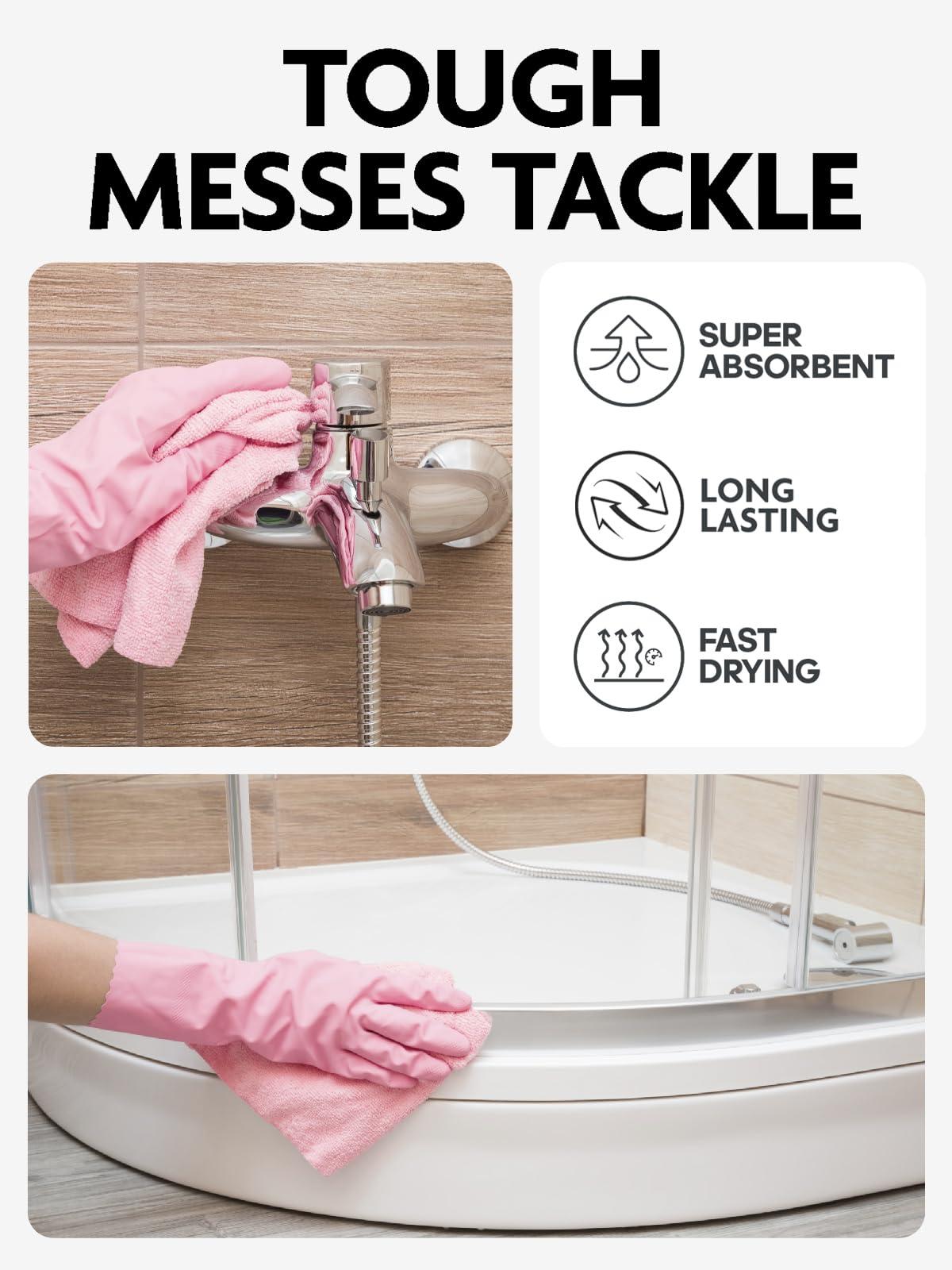 Fantasticlean Microfiber Cleaning Cloth Roll -75 Pack, Tear Away Microfiber Towels, 12" x 12", Reusable, Washable, Scratch Free, Ultra Absorbent Dish Rags for Car, Home, Garage or Shop (Pink) - Image 7