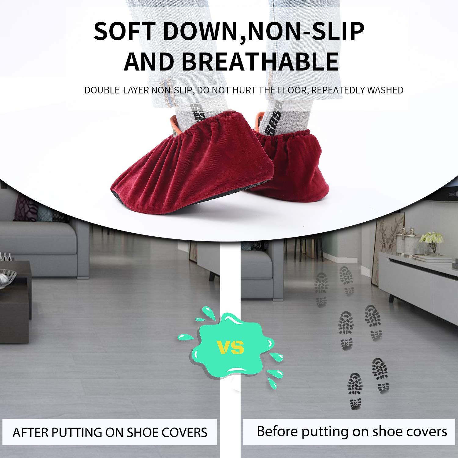 5 Pairs Reusable Non Slip Shoe Covers, Premium Soft Washable Thickened Boot Shoe Covers for Household, Office, Laboratory - Image 2