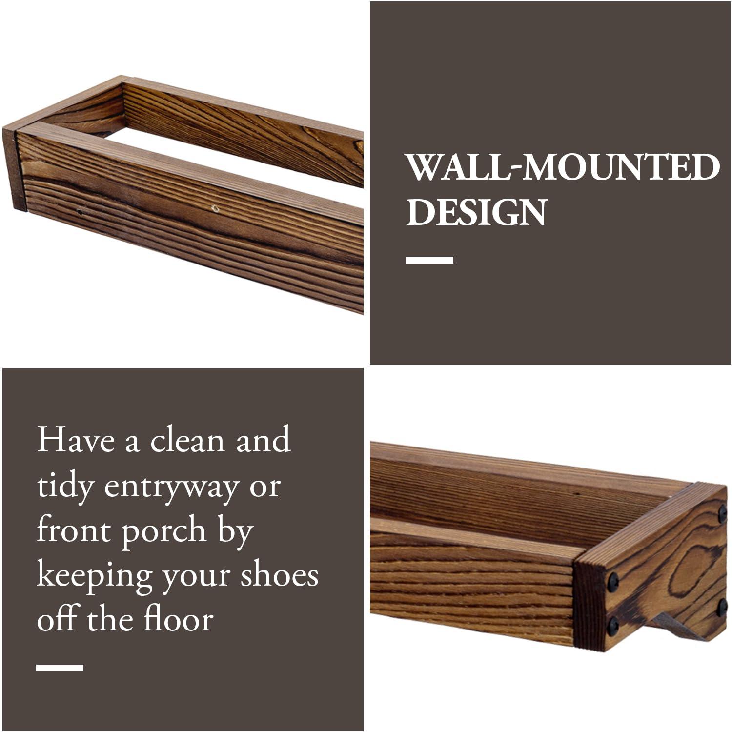 MyGift 30 Inch Rustic Burnt Solid Wood Hanging Shoe Rack, Set of 4 Wall Mounted Storage Organizer Footwear Holder for Closet, Mudroom, Entryway, Holds 12 Pairs - Image 4