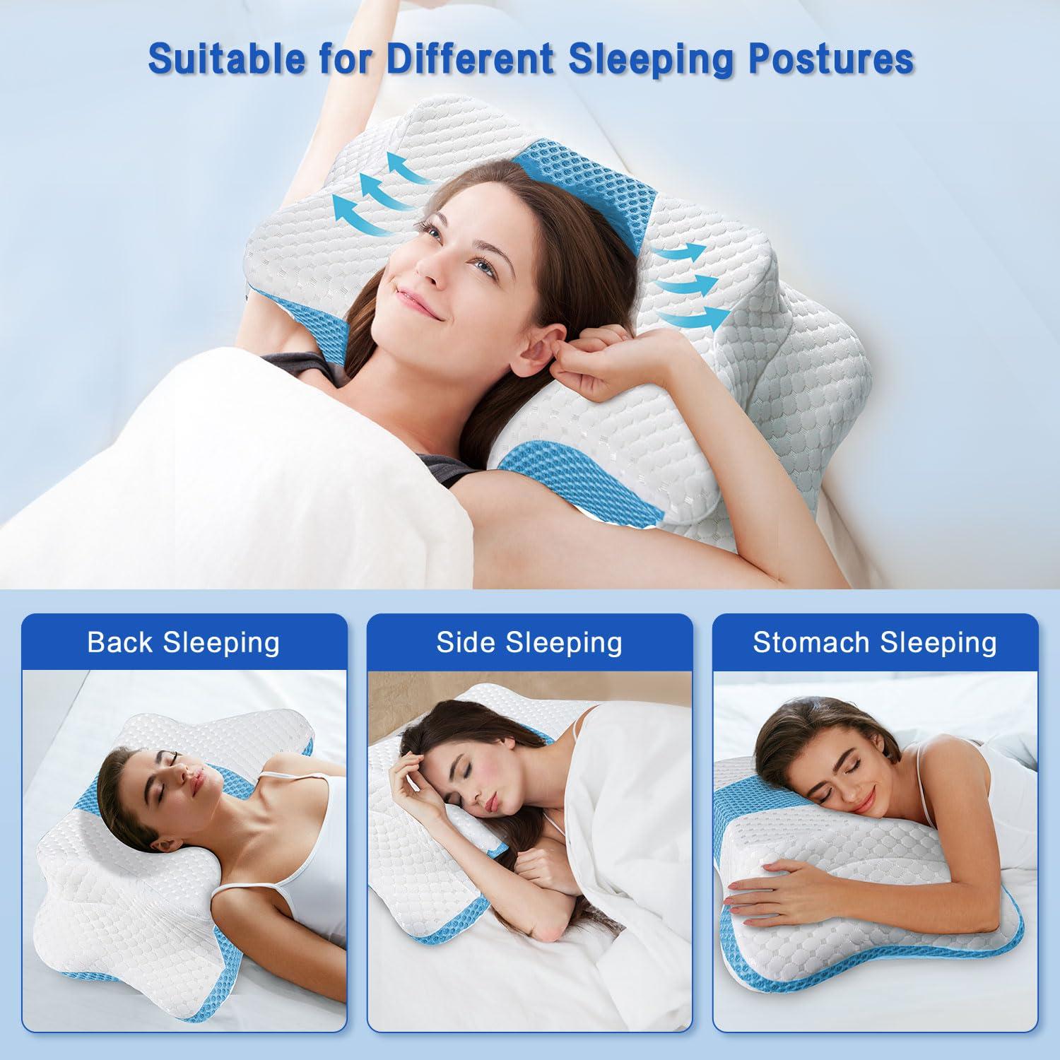 Pain Relief Cervical Pillow for Neck Support,Adjustable Ergonomic Pillow Cozy Sleeping,Odorless Orthopedic Memory Foam Pillows,Contour Bed Pillow for Side Back Stomach Sleeper - Image 2