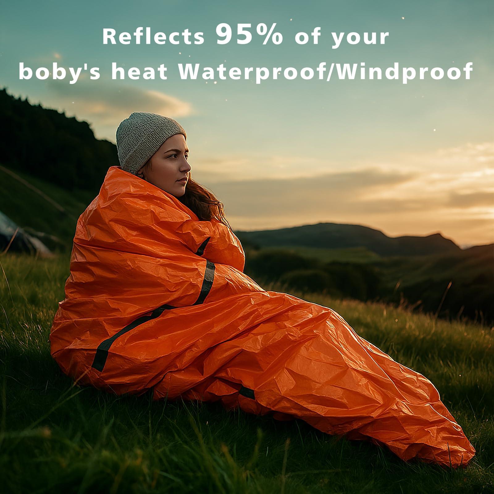 Zmoon Emergency Sleeping Bag 2 Pack Lightweight Survival Sleeping Bags Thermal Bivy Sack Portable Emergency Blanket for Camping, Hiking, Outdoor, Activities - Image 3