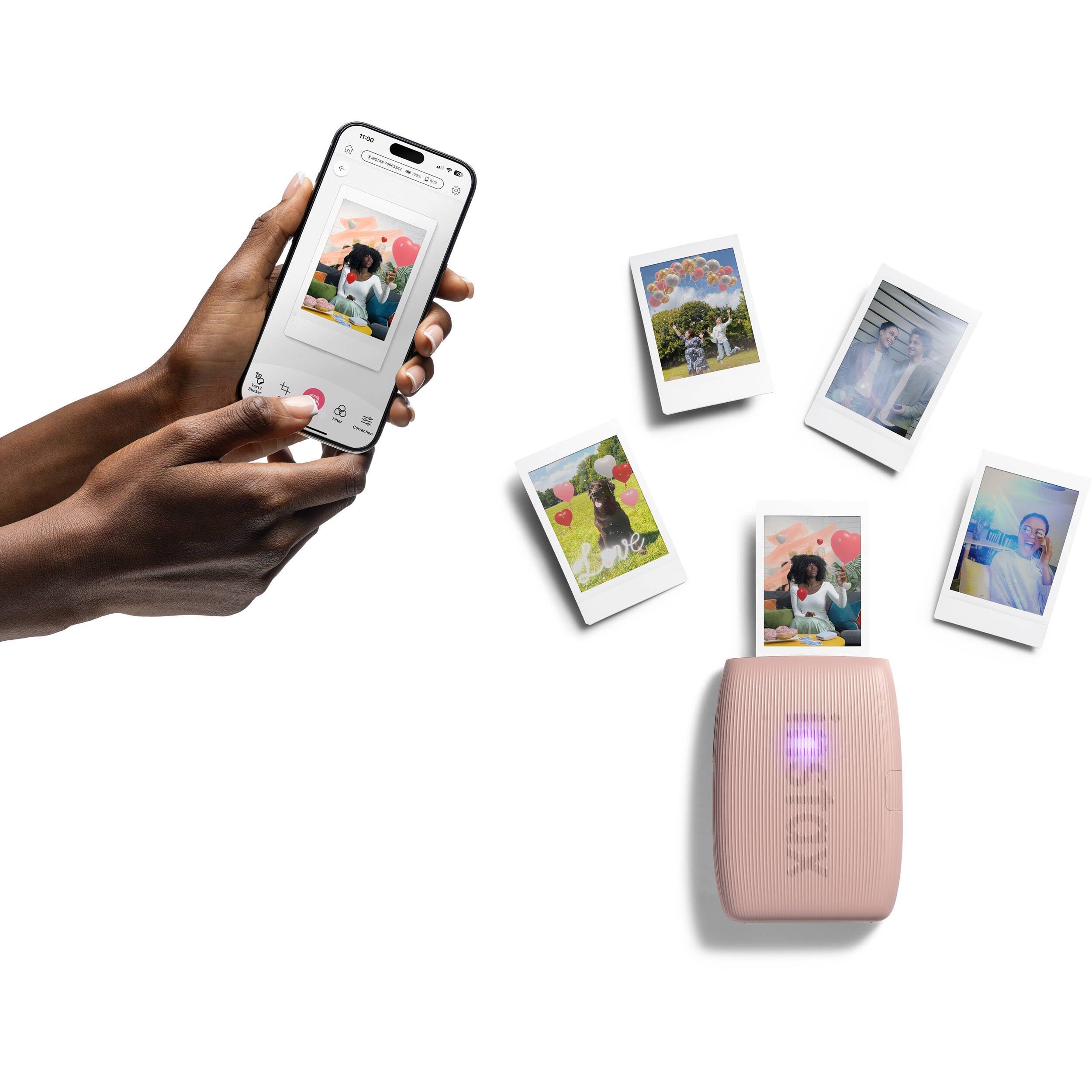 Bundle with Compatible Fuji Mini Link 3 Smartphone Printer Clay White + Fuji Film Value Pack 20 Sheets Accessories Bundle with Album + 5 Plastic Desk Frames + Paper & Sticker Frames (Rose Pink) - Image 3