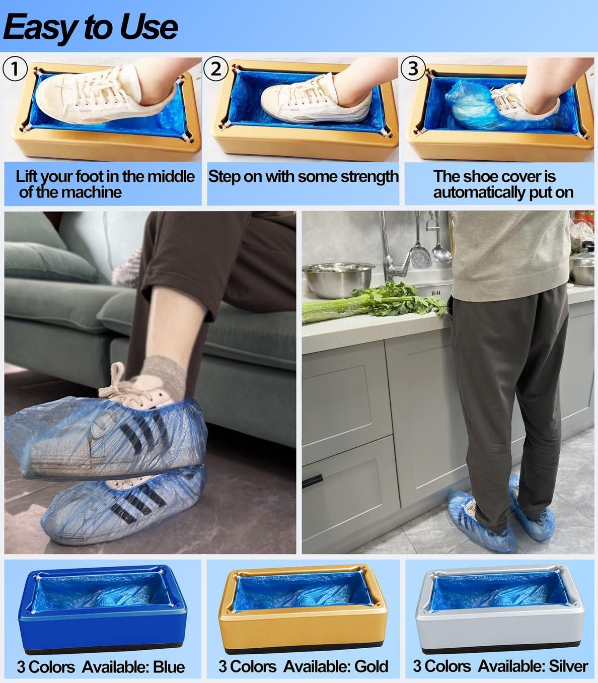Automatic Shoe Cover Dispenser Shoe Cover Machine for Indoors Reusable,Booties Portable Dispenser 100pcs Plastic Shoe Covers,Disposable Boot Cover Fits One Size,Non Slip,Waterproof,Dust Proof (Blue) - Image 6