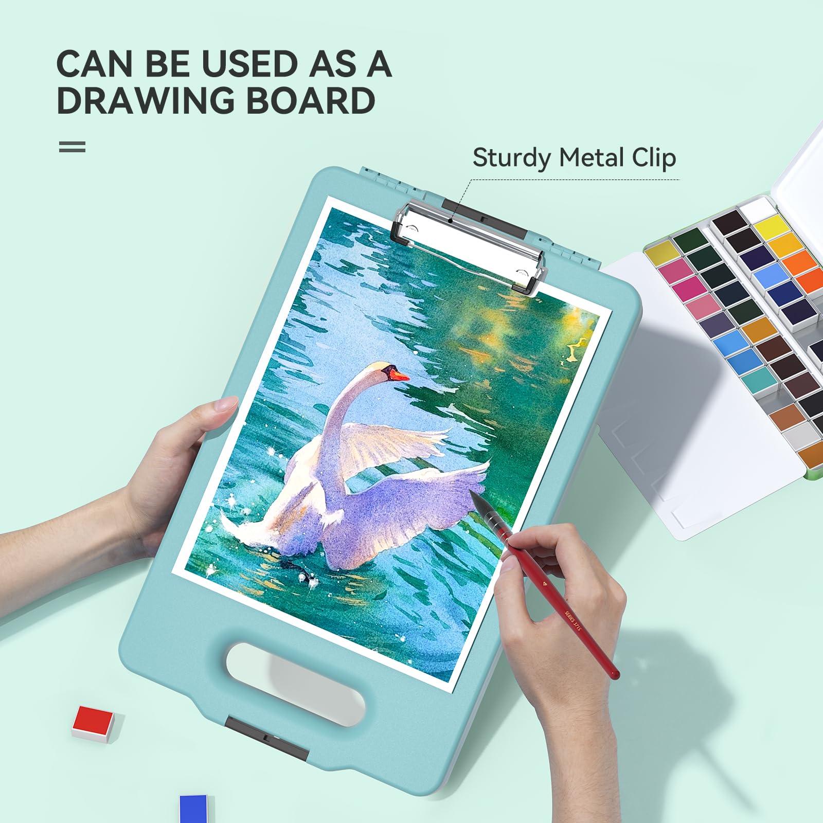 MeiLiang Travel Watercolor Paint Set, Watercolor Set Includes 48 Colors Solid Watercolors + 7.5x7.5 inch 50% Cotton Watercolor Paper(20 Sheets) + 1 Watercolor Brush + Green Handheld Organizer - Image 7