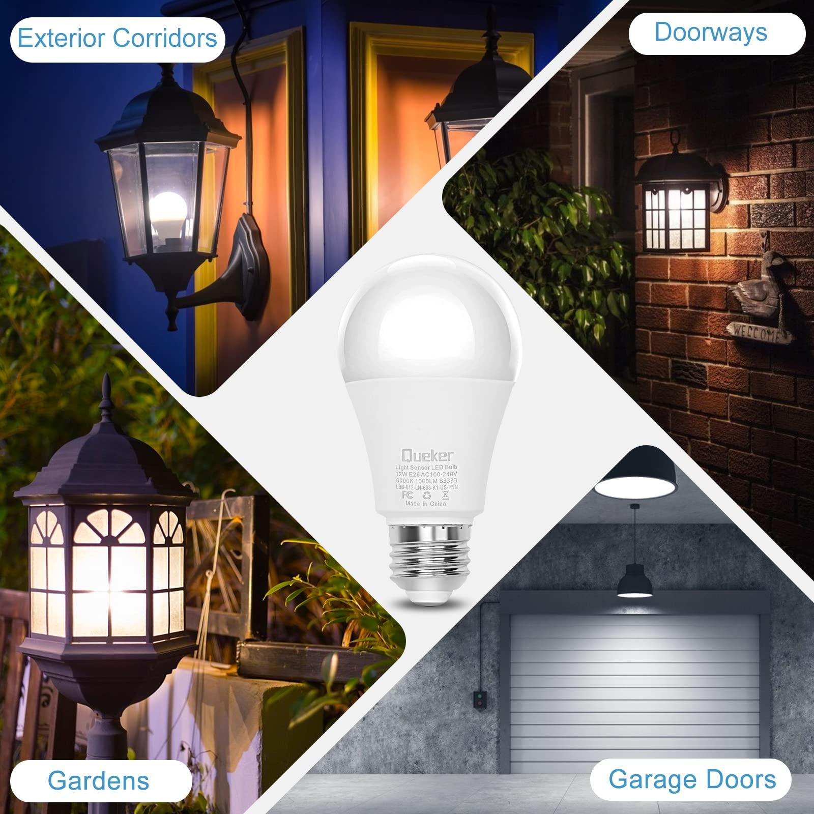 6 Pack Dusk to Dawn Light Bulbs Outdoor 6000K Cool White Sensor Bulbs, 12W (100 Watt Equivalent) Auto On Off Photocell Sensor, E26 A19 1000LM LED Bulbs for Porch Garage Lighting - Image 6