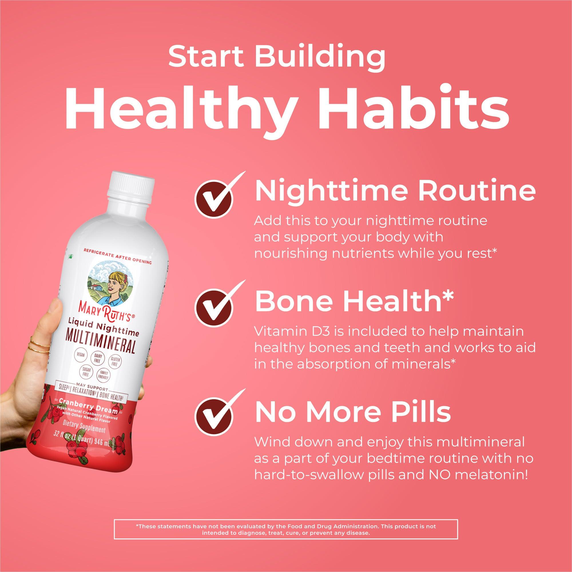 MaryRuth's Liquid Morning Multivitamin (Fruit Punch) & Liquid Nighttime Multimineral (Cranberry) | Clean Label Project Verified® | Vegan Vitamins for Energy, Bedtime, & Overall Health - Image 7