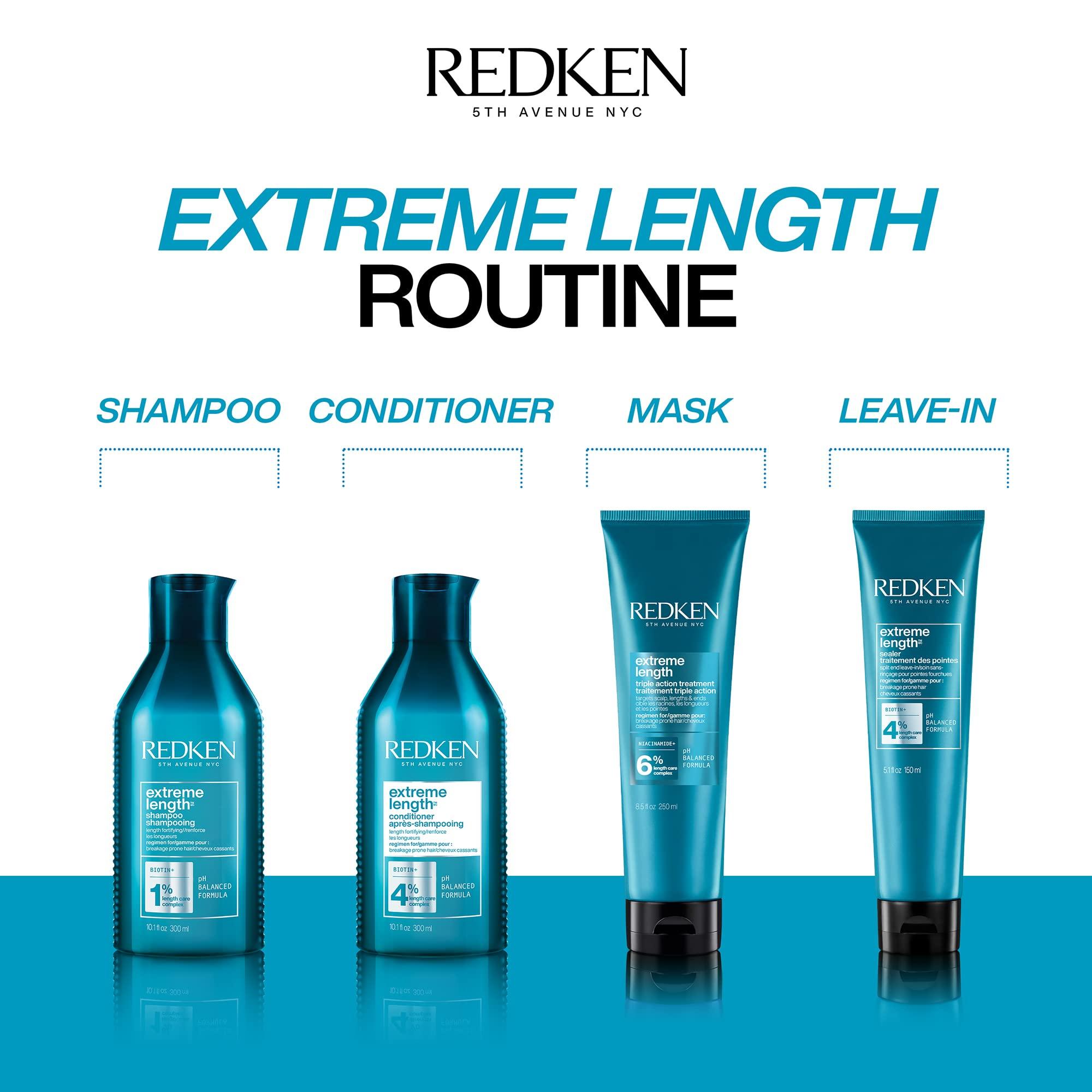 Redken Extreme Length Conditioner For Damaged Hair - Fortifies, Strengthens and Conditions Hair, Infused With Biotin & Castor Oil For Hair Growth - Image 3