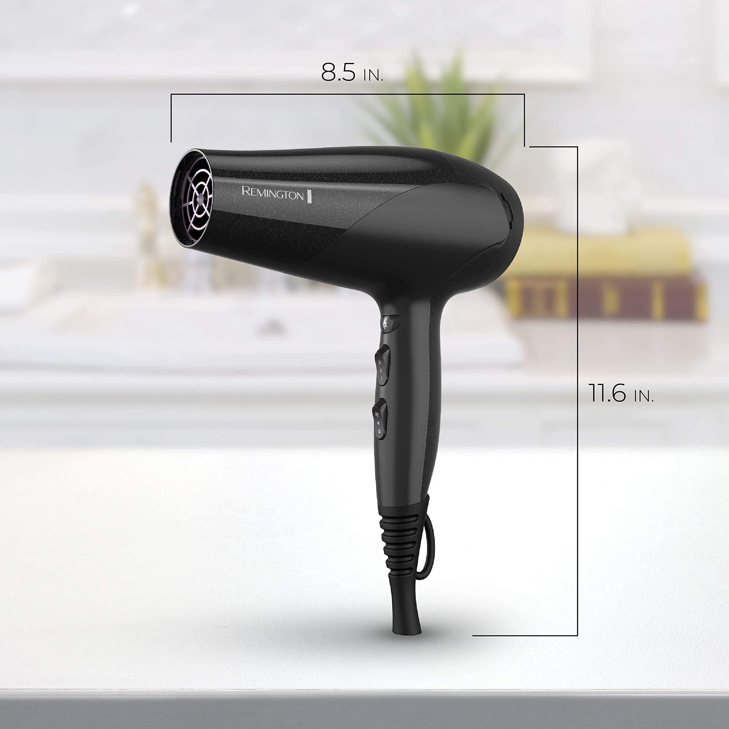 Remington Damage Protection Hair Dryer, Ceramic Ionic Tourmaline Technology, Diffuser, Concentrator, 3 Piece Set, Black - Image 7