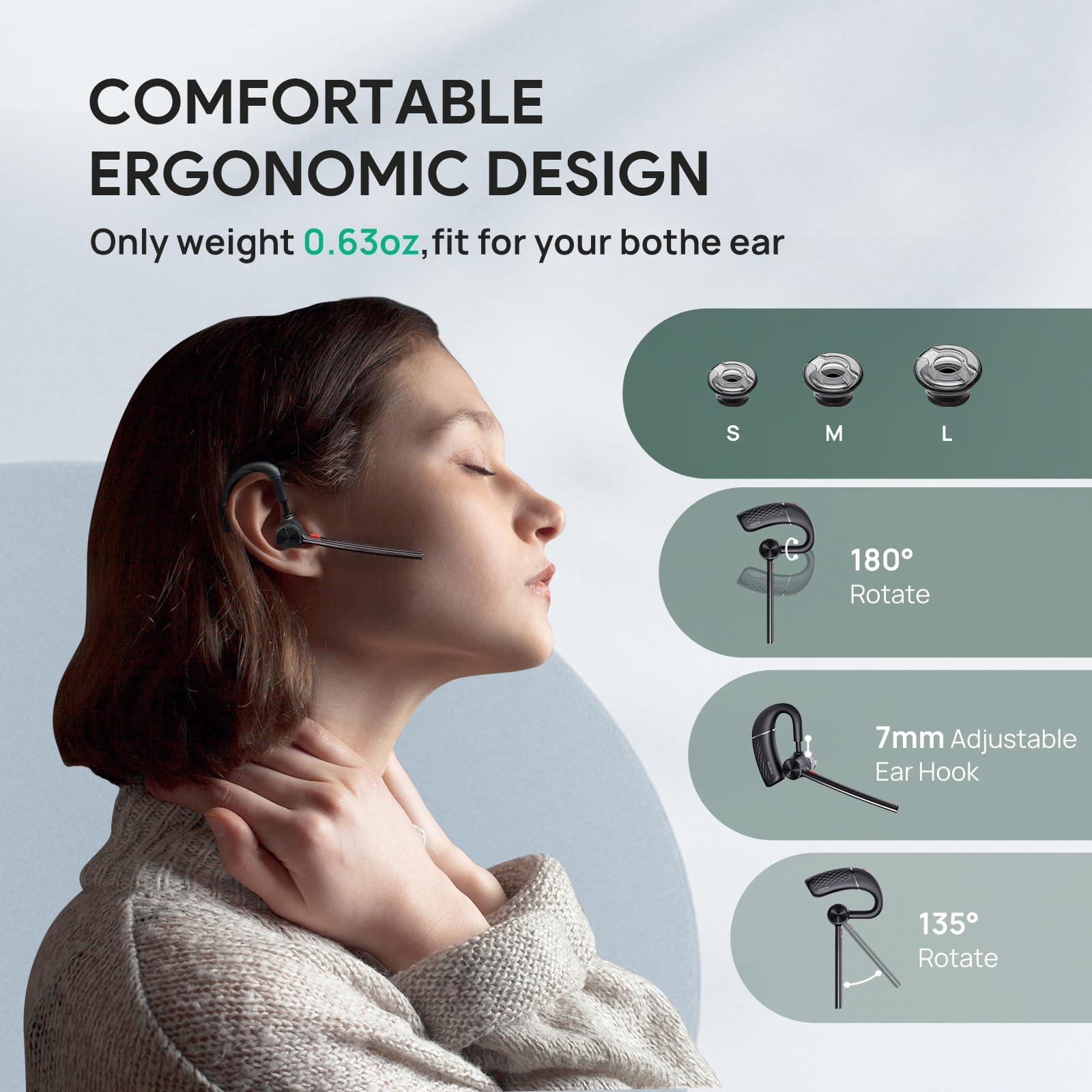 Yealink Bluetooth Headset BH71,Wireless Bluetooth Earpiece with 4 Noise Canceling Microphones,Teams&Zoom Certified,Mute Function,Connect to PC Cell Phone iPhone Android Driving Business Office - Image 5