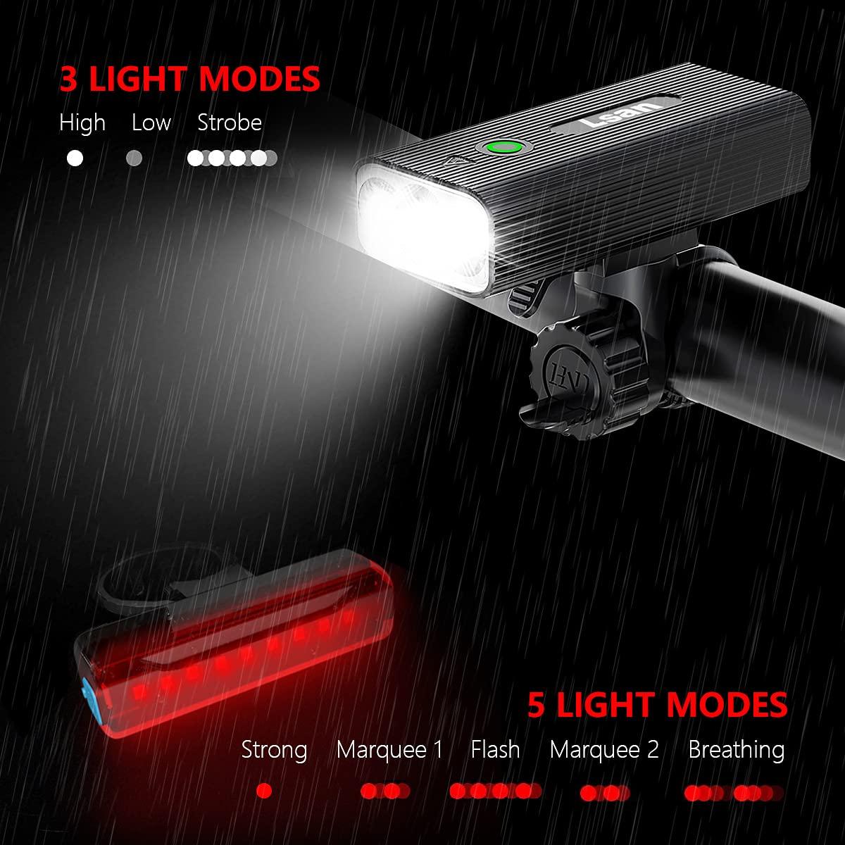 Super Bright Bike Lights for Night Riding,Bike Lights Front and Back,3 LED USB Rechargeable Bicycle Light,Bike Headlight with Power Bank Function,IPX5 Waterproof,3+5 Light Modes - Image 4