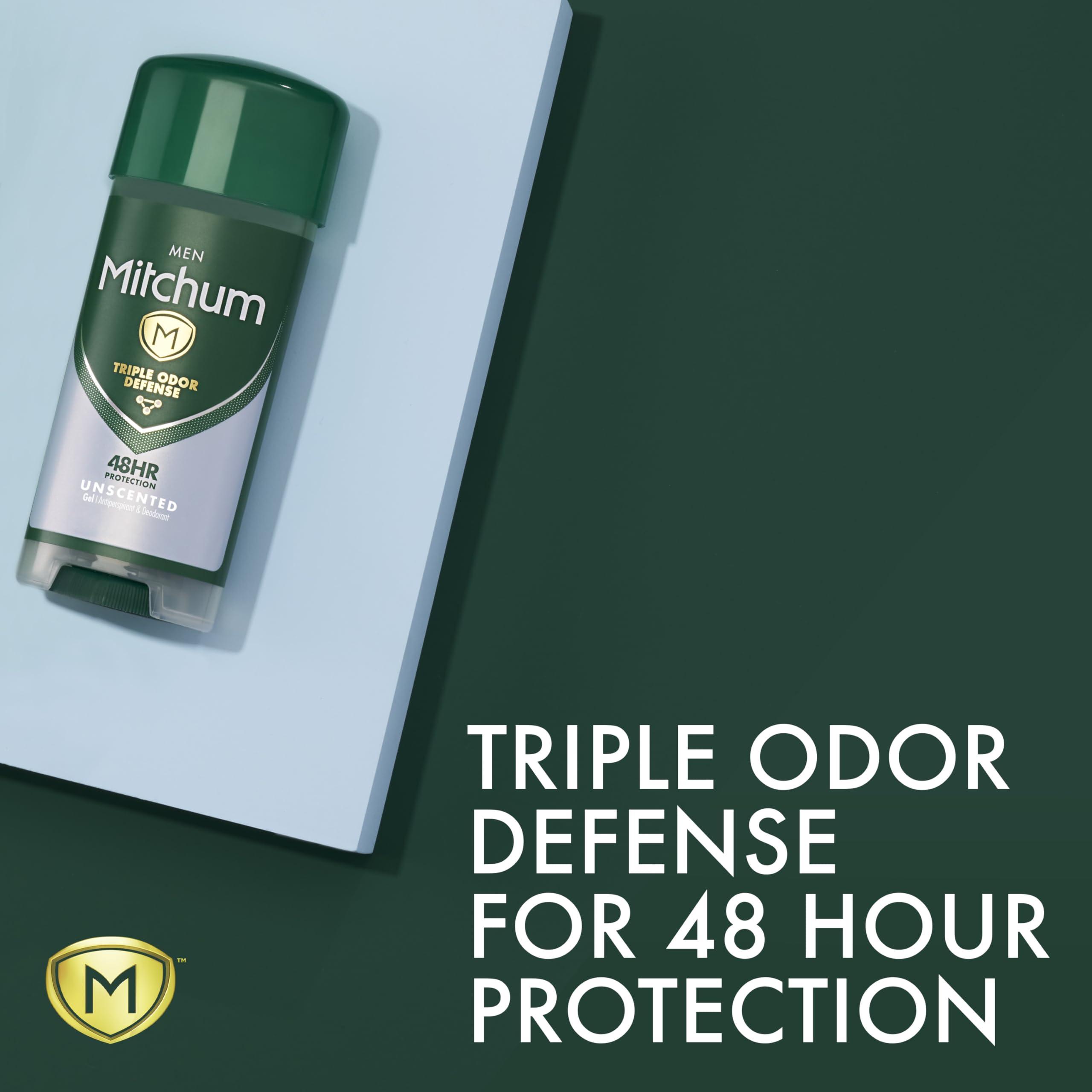 Mitchum Men's Deodorant, Antiperspirant, Triple Odor Defense Gel Stick, 48 Hr Protection, Dermatologist Tested, Alcohol Free, Unscented, 3.4 Oz (Pack of 2) - Image 2