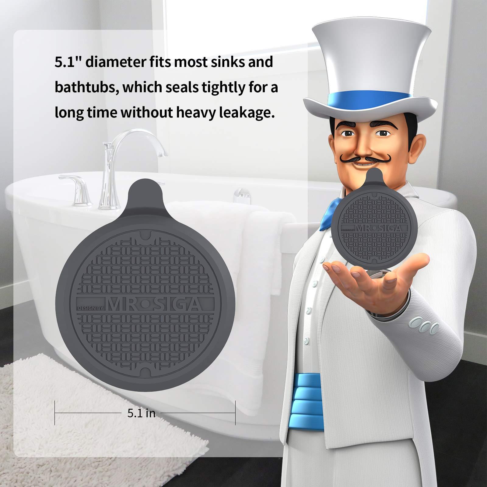 MR.SIGA Silicone Bathtub Stopper, Drain Stopper for Shower, Sink, 5.1" Diameter, 3 Pack - Image 2