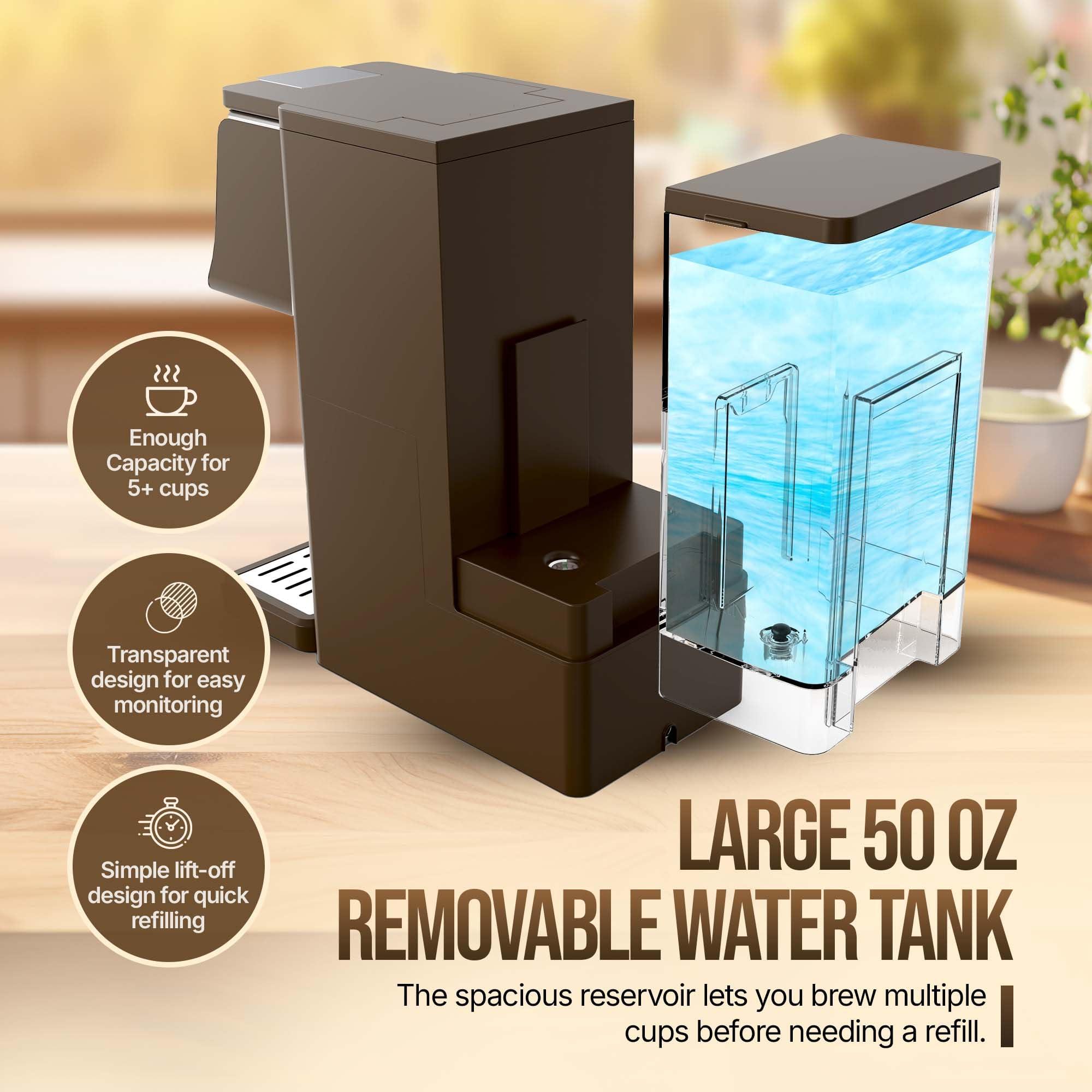 NOBLE VISTA Hot And Iced Coffee Maker, Milk Frother, K Cup Single Serve Coffee Maker, Ground Coffee, Iced Tea, 6-14 OZ Brew, 52 OZ Water Tank - Image 7