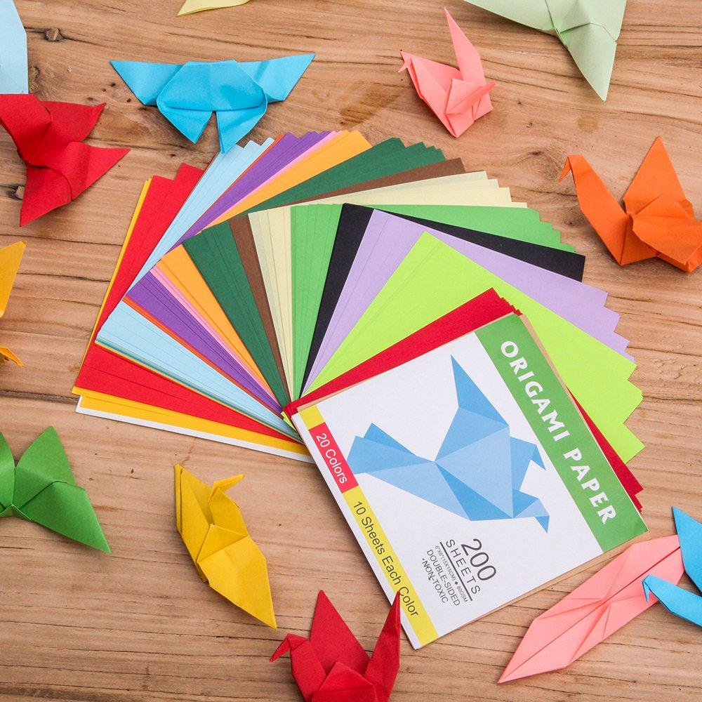 Origami Paper Double Sided Color - 200 Sheets - 20 Colors - 6 Inch Square Easy Fold Paper for Beginner - Image 2