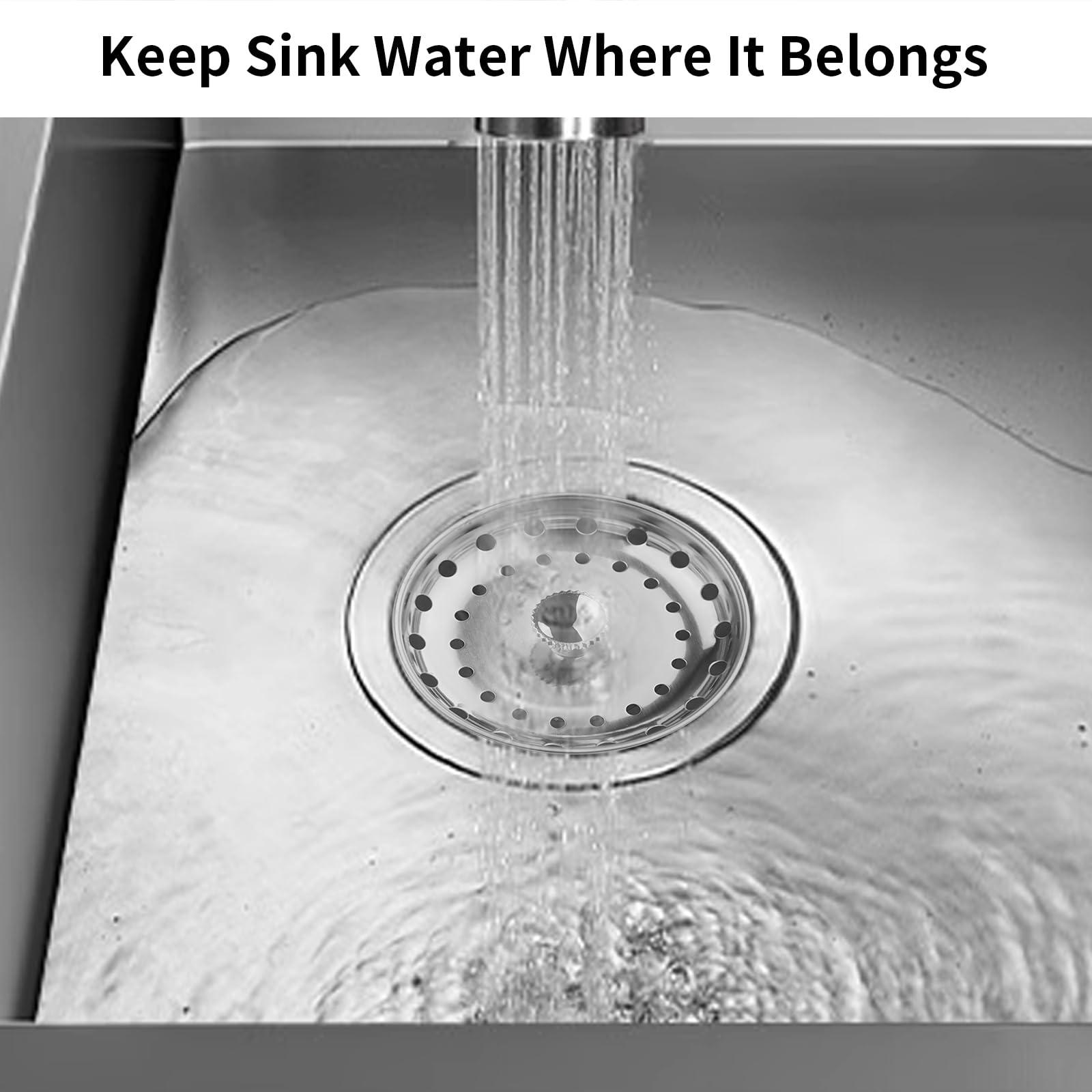 Fri4free 2PCS Kitchen Sink Drain Strainer & Stopper Combo for Standard 3-1/2 Inch Drain, Stainless Steel Strainer Basket with Rubber Stopper Bottom, Kitchen Sink Plug Cover Catcher - Image 6