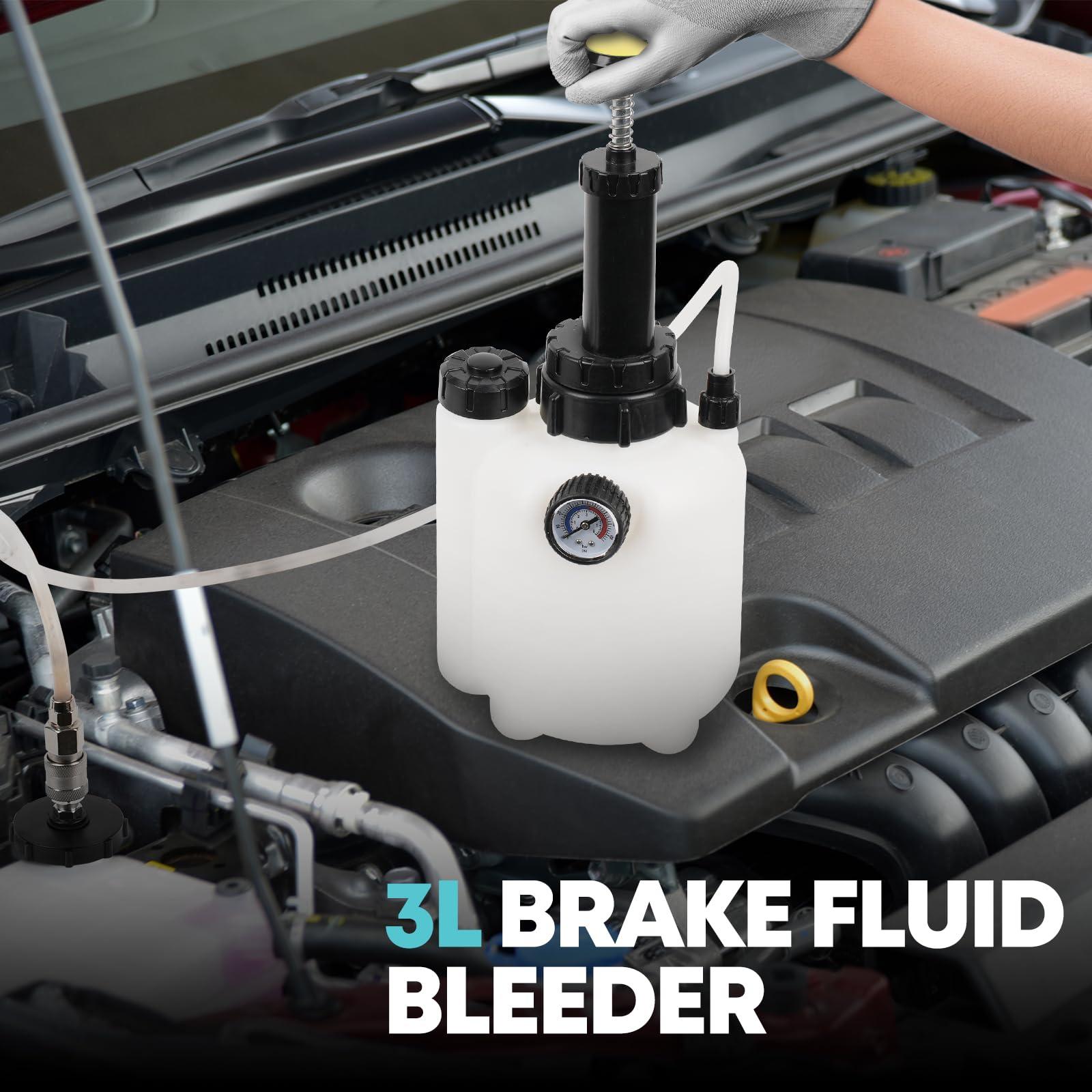 BreeRainz 3L Brake Bleeder Kit, Manual Brake Bleeder Fluid Pump with 4 Master Cylinder Adapters and 1L Brake Bleeder Bottle Suitable for Most Vehicles - Image 6