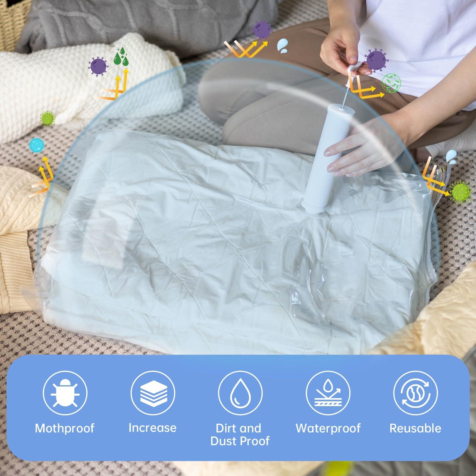 12 Pack Vacuum Seal Bags for Clothing, Vacuum Storage Bag with Electric Pump, Vacuum Bags for Travel, Luggage Compression Packing, Space Saver Bags (3 Small, 3 Medium, 3 Large, 3 Jumbo) - Image 5