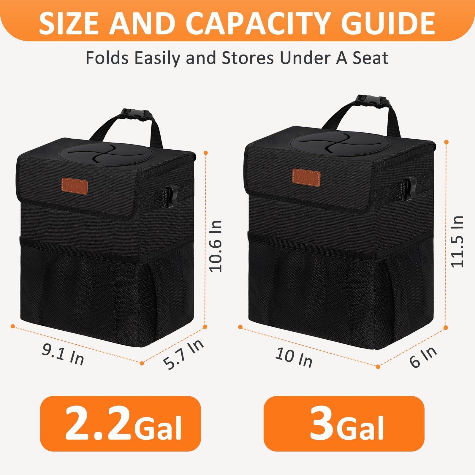 Vankor Car Trash Can Bin with Lid Hanging for Back Seat, Car Accessories for Women Men Leak Proof Automotive Garbage Cans Leakproof Vehicle Trash Can for Truck SUV Black - Image 7